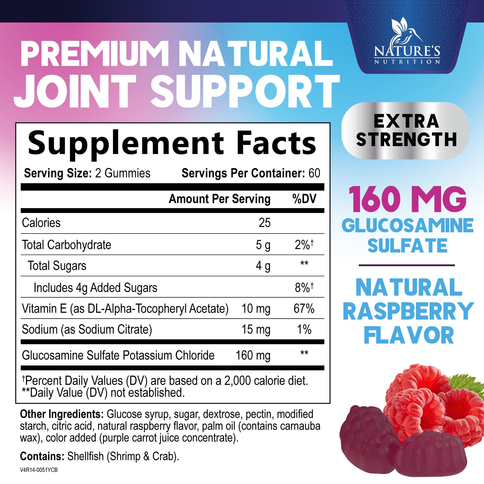 Nature's Nutrition Joint Support Gummies – Glucosamine & Vitamin E, 120 Gummies