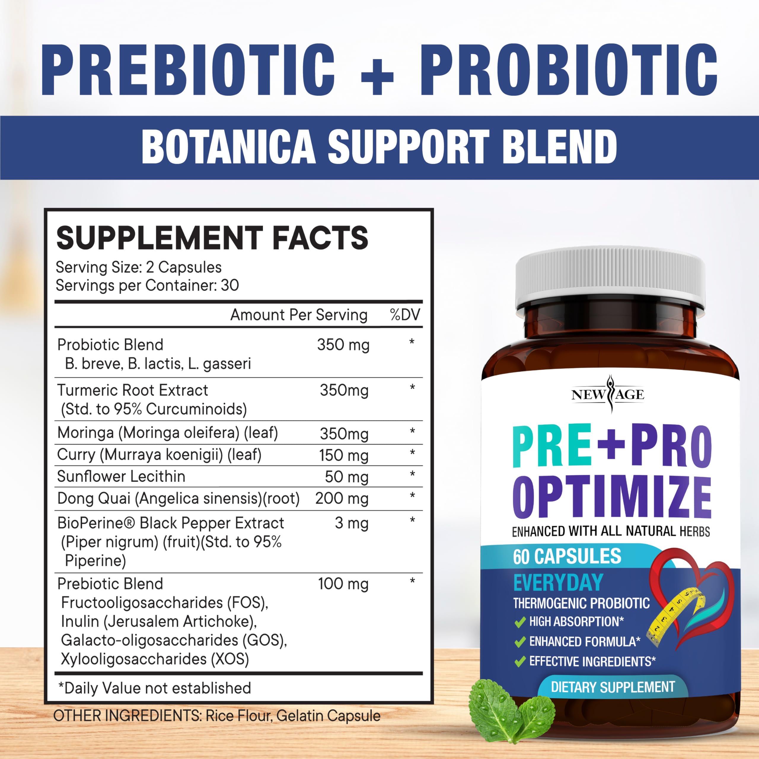 NEW AGE Pro Optimize Probiotics for Women – Menopause & Digestive Health (Dong Quai 565mg)