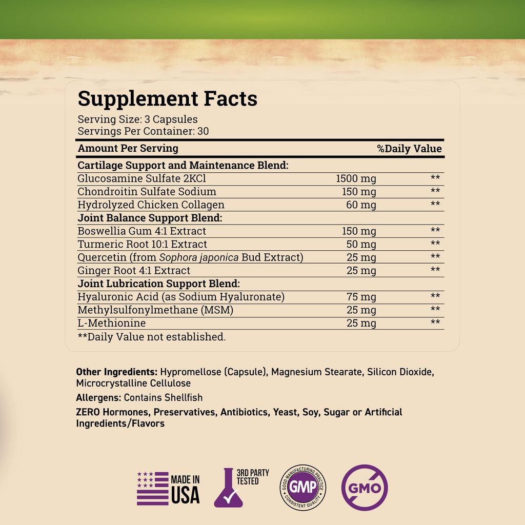 Nature's Base Glucosamine Chondroitin MSM Collagen – Joint Support (90 Capsules)