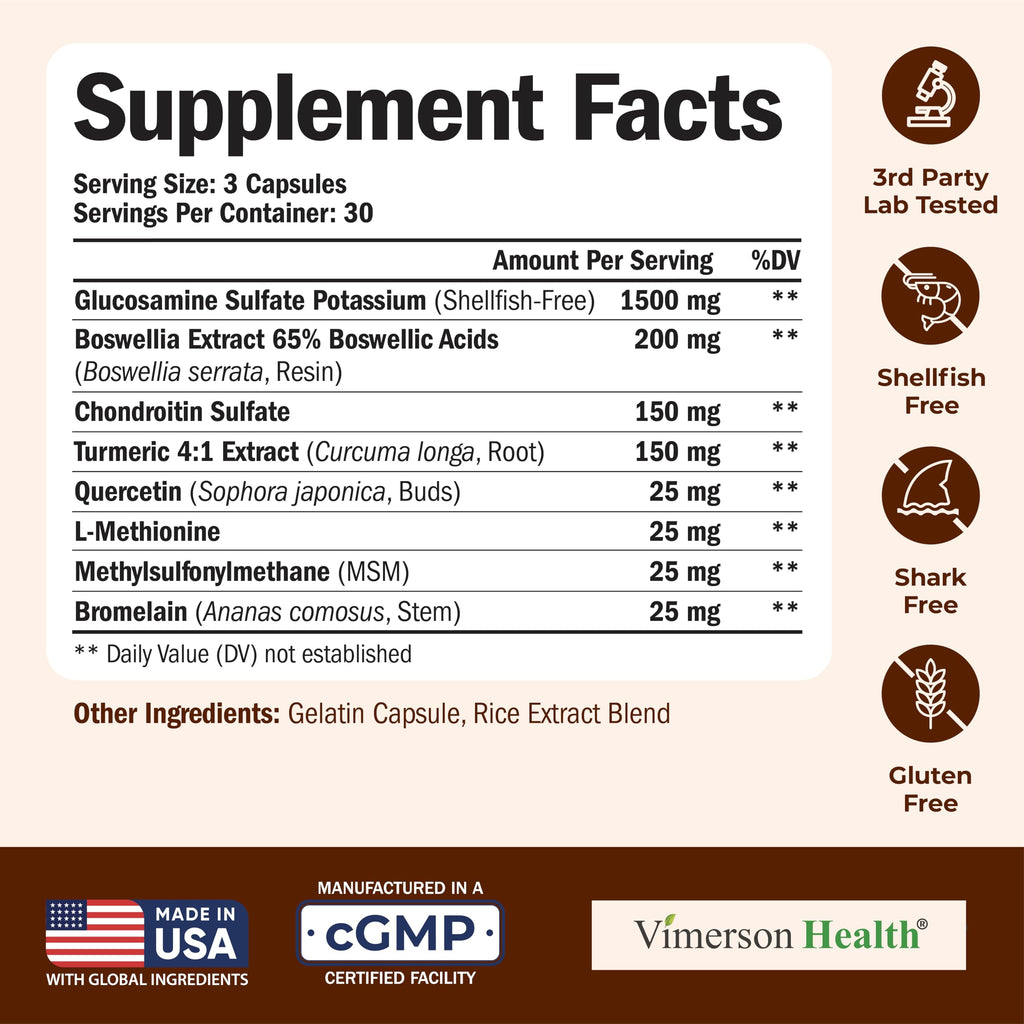 Glucosamine Chondroitin MSM 1500 mg | Joint Support for Cartilage & Flexibility | 90 Capsules
