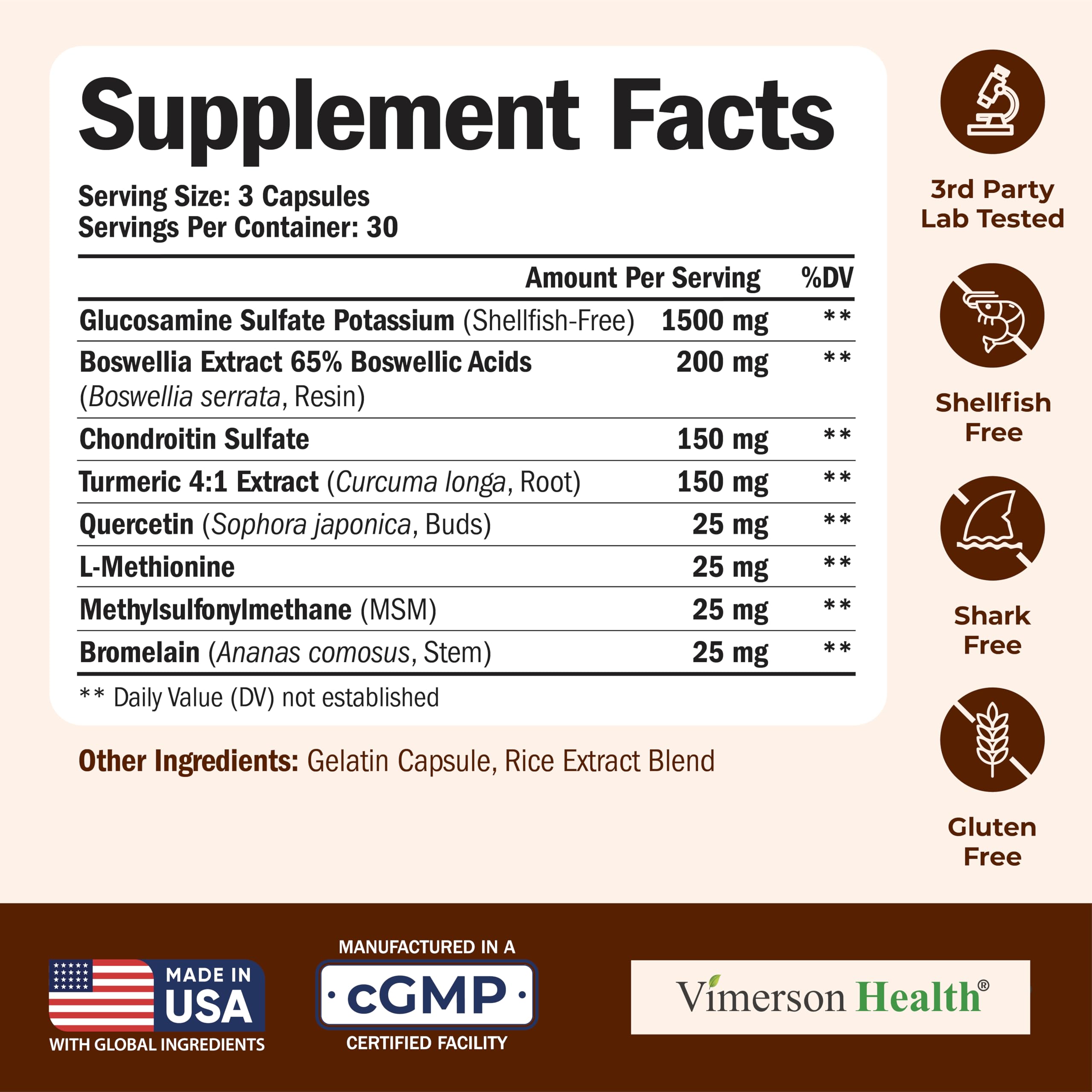 Glucosamine Chondroitin MSM 1500 mg | Joint Support for Cartilage & Flexibility | 90 Capsules