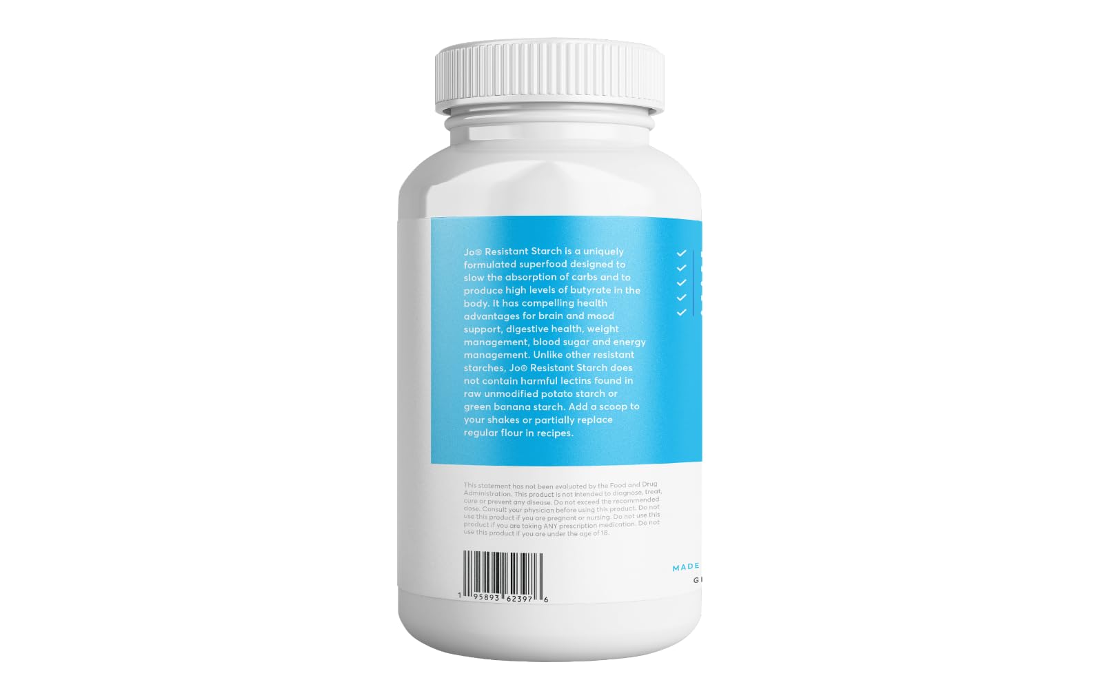 Jo’s Resistant Starch Powder – Premium Maize-Derived, Banana-Free (3LB) | Gut Health & Energy