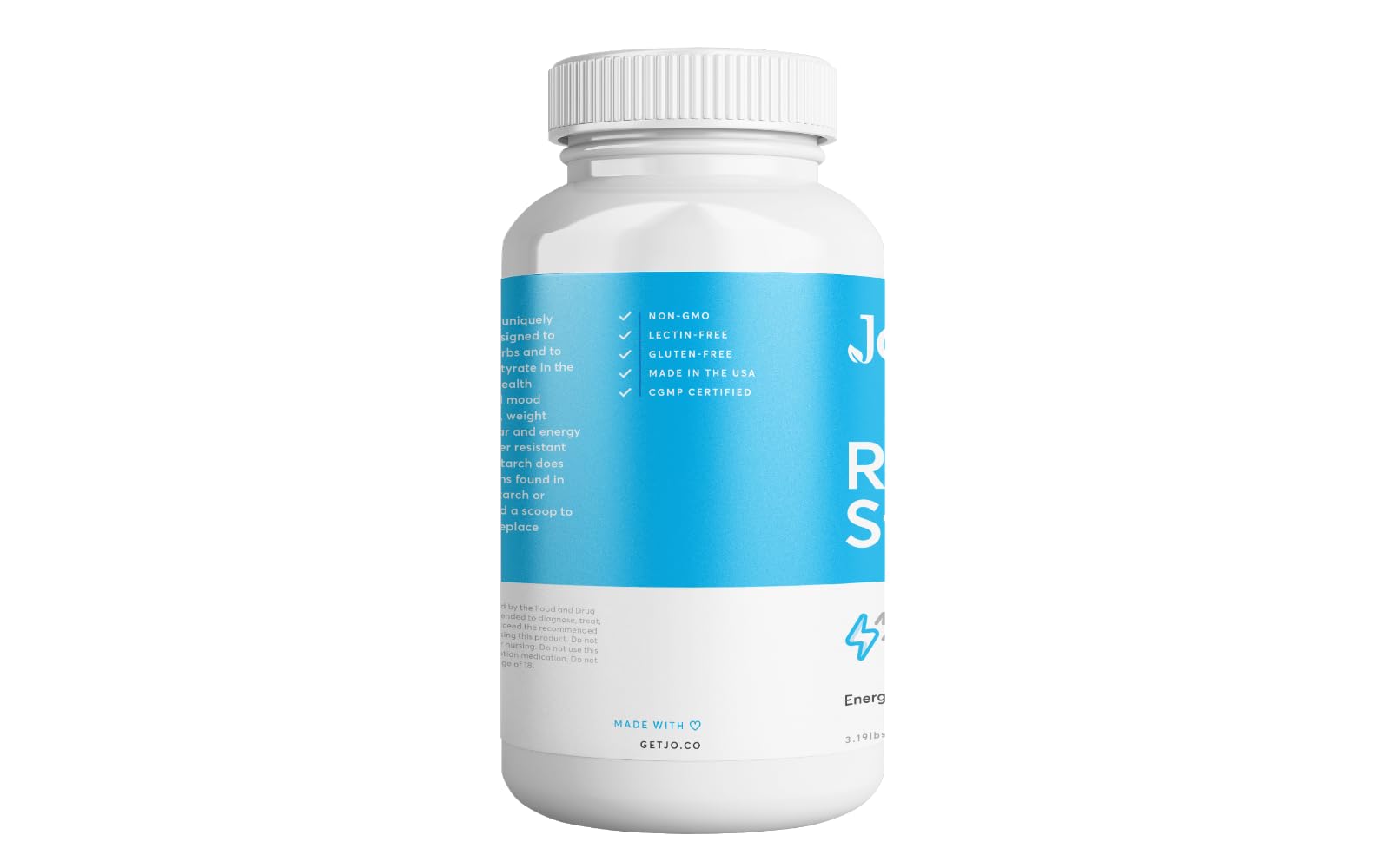 Jo’s Resistant Starch Powder – Premium Maize-Derived, Banana-Free (3LB) | Gut Health & Energy