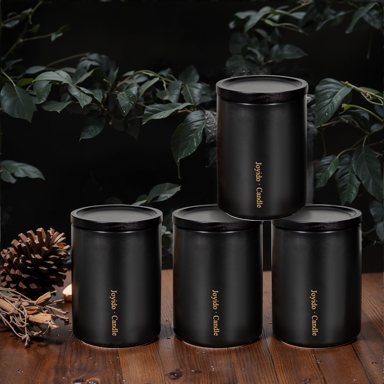 Joyido 14oz Lavender Scented Candle – Soy Wax, Black Ceramic Jar