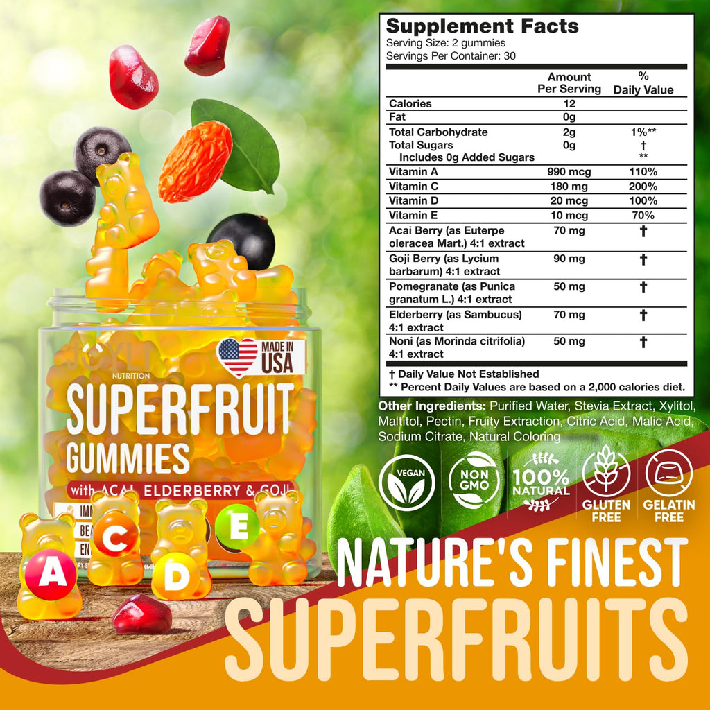 Joyli Sugar-Free Superfruit Gummies – Adult Multivitamin for Immunity & Energy