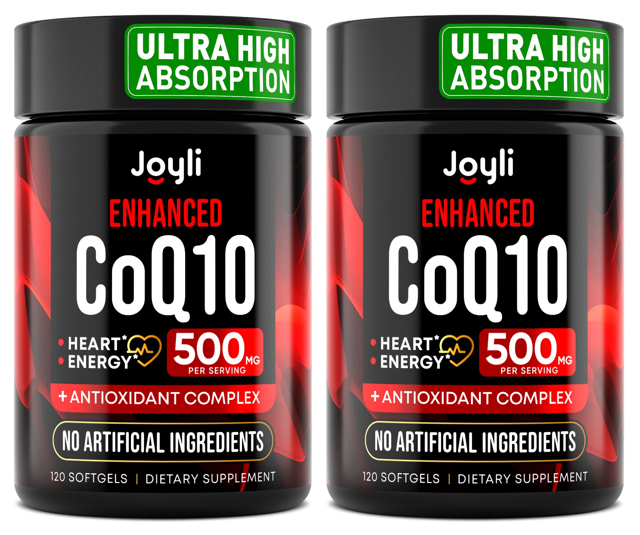 JOYLI Nutrition 2 Pack CoQ10 500mg - High Absorption CoQ10 for Energy & Vitality | 240 Softgels