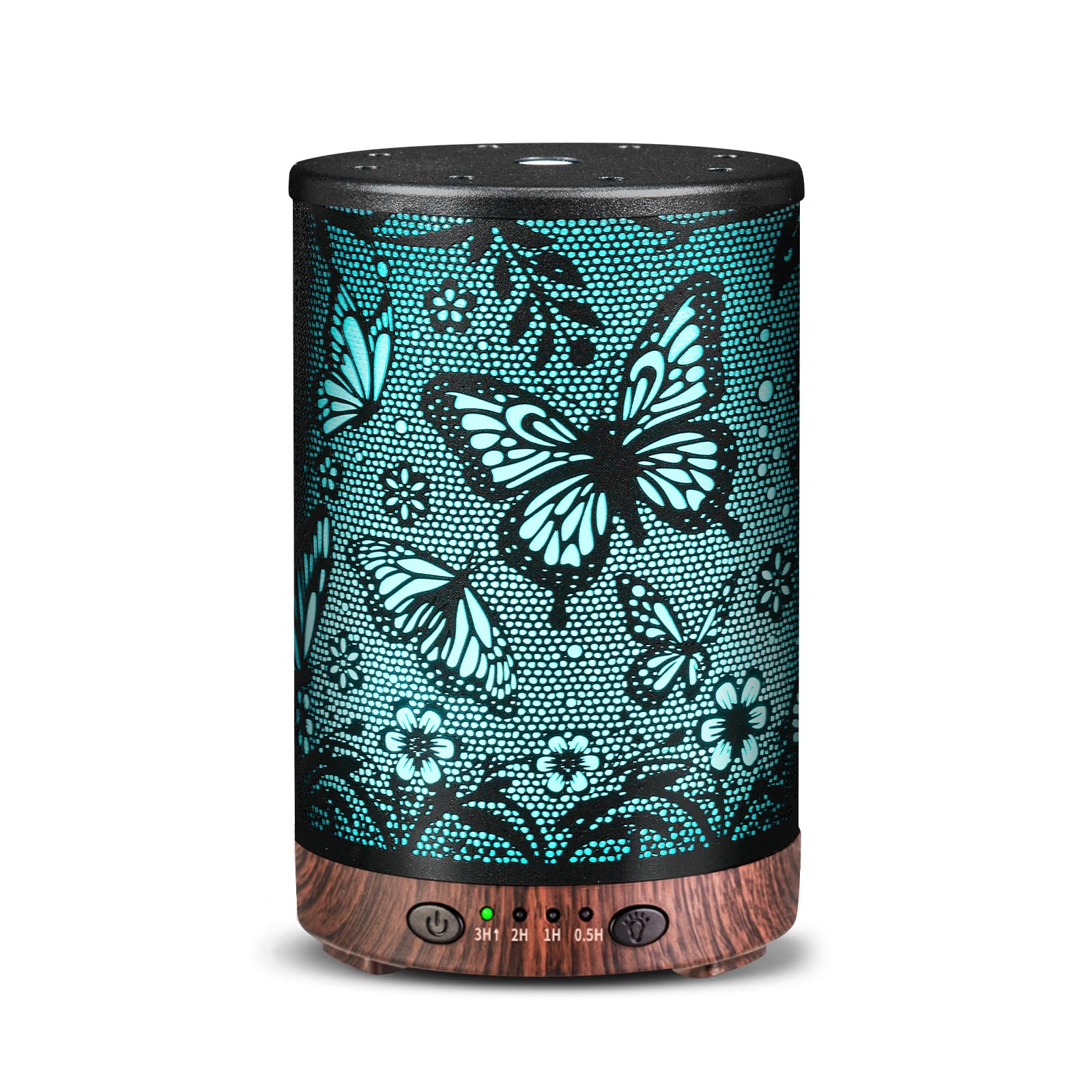 JOYOLO Metal Essential Oil Diffuser – Cool Mist, 7 Color Lights (Big Butterfly)