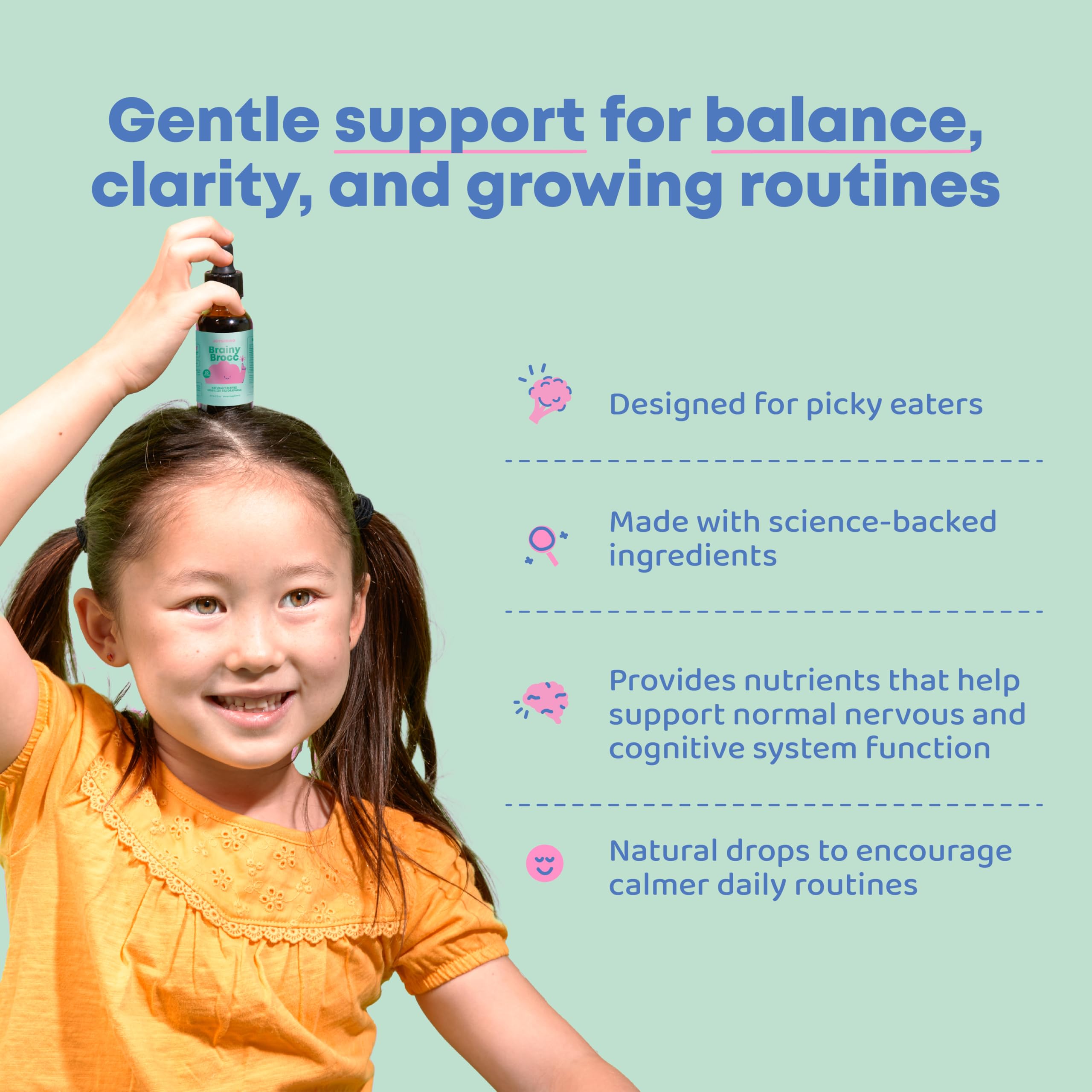 JoySpring Broccoli Supplement for Kids | Sulforaphane Drops with Bacopa Monnieri