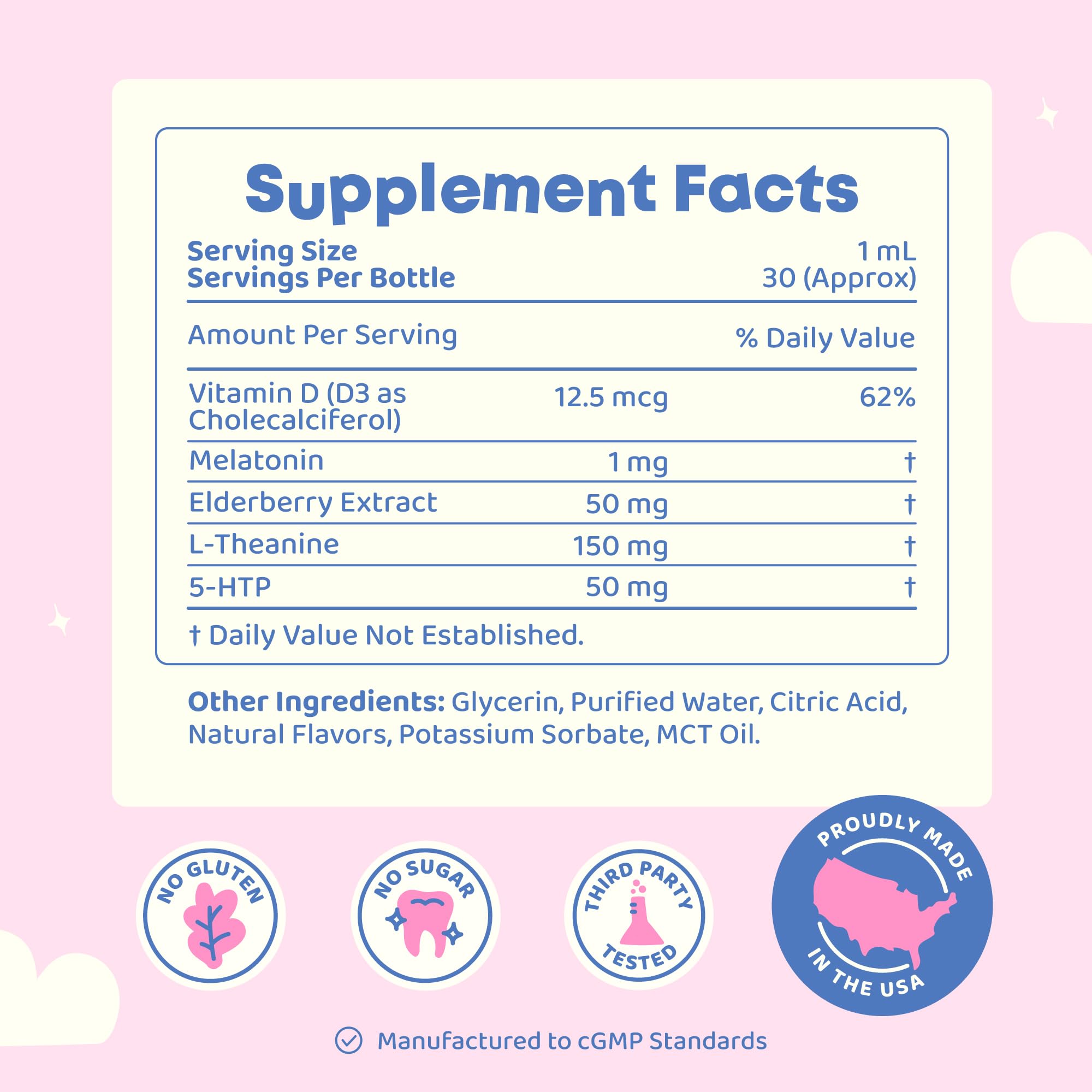 JoySpring Melatonin 1mg for Kids – Sugar-Free Liquid Sleep Support with 5-HTP & L-Theanine
