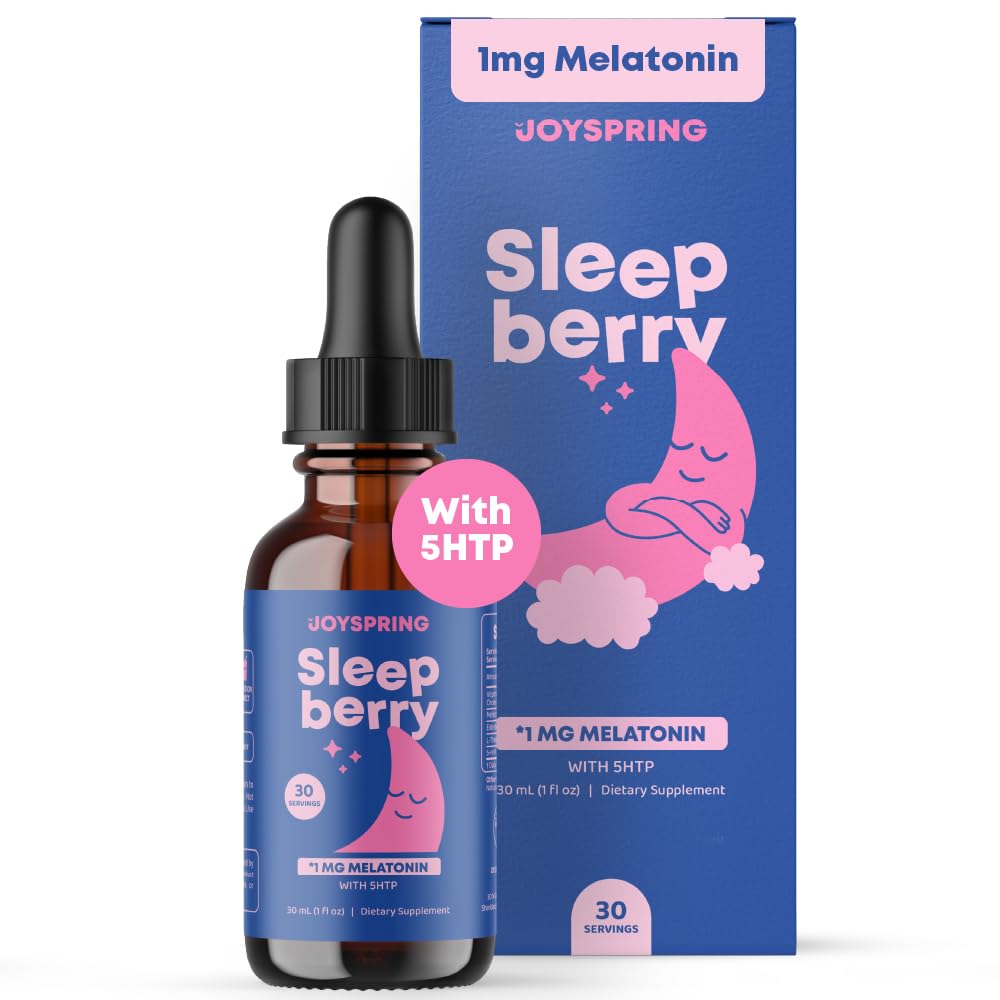 JoySpring Melatonin 1mg for Kids – Sugar-Free Liquid Sleep Support with 5-HTP & L-Theanine