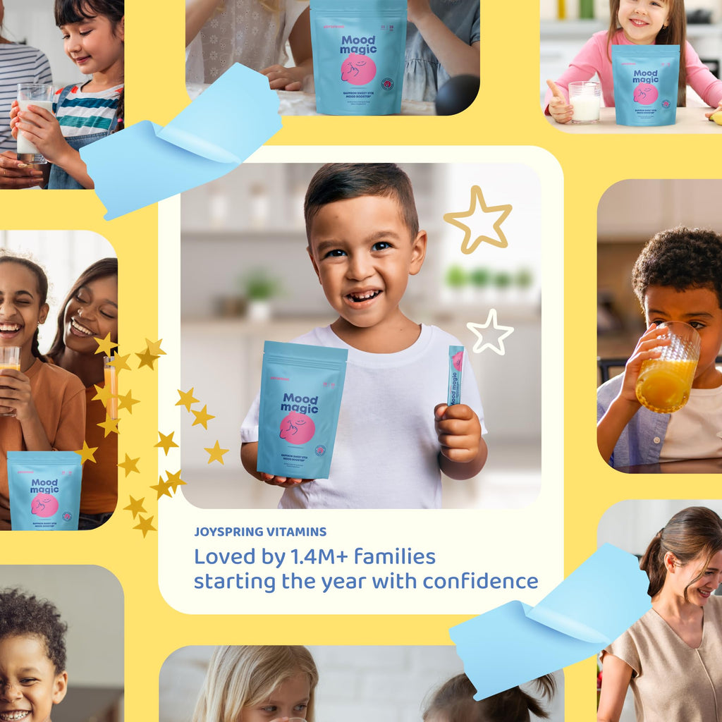 JoySpring Mood Magic for Kids – Natural Mood Support Pixie Sticks with Saffron, Magnesium & Vitamin D3 | Sugar-Free