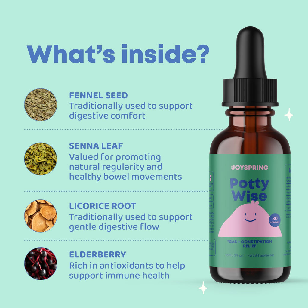 JoySpring Potty Wise Drops — Natural, Gentle Constipation Relief for Kids
