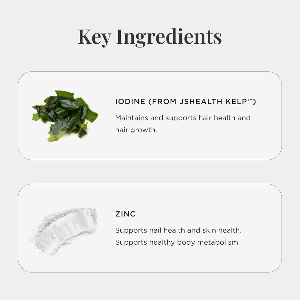 JSHealth Hair and Energy Formula – Hair Vitamins with Iodine & Zinc | 2 x 60-Capsule Pack
