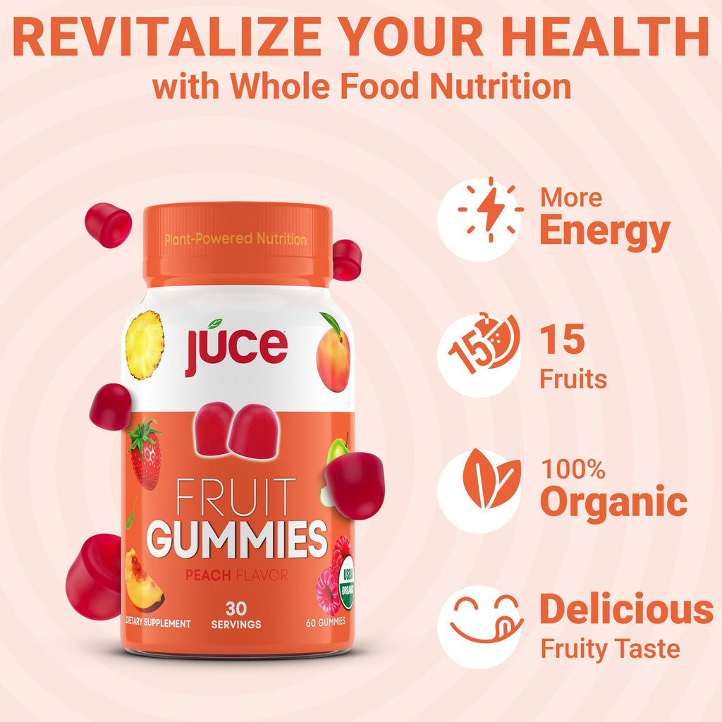 Júce Fruit Gummies with Peach Flavor | Superfood Gummies for Optimal Health by Terra Kai Organics