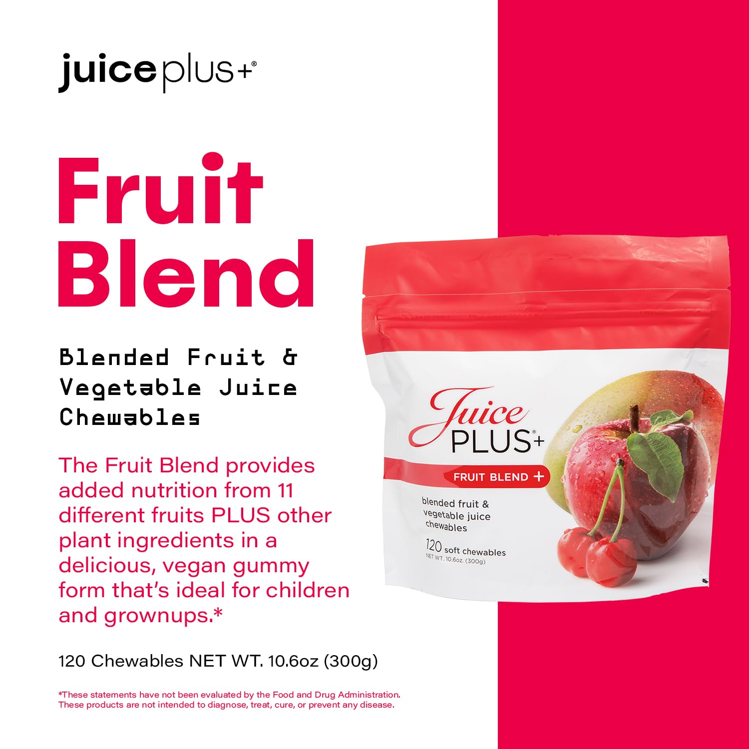 Juice Plus+ Fruit Blend Soft Chews – 11 Fruits & Plant Ingredients (Vegan Gummies, 120)