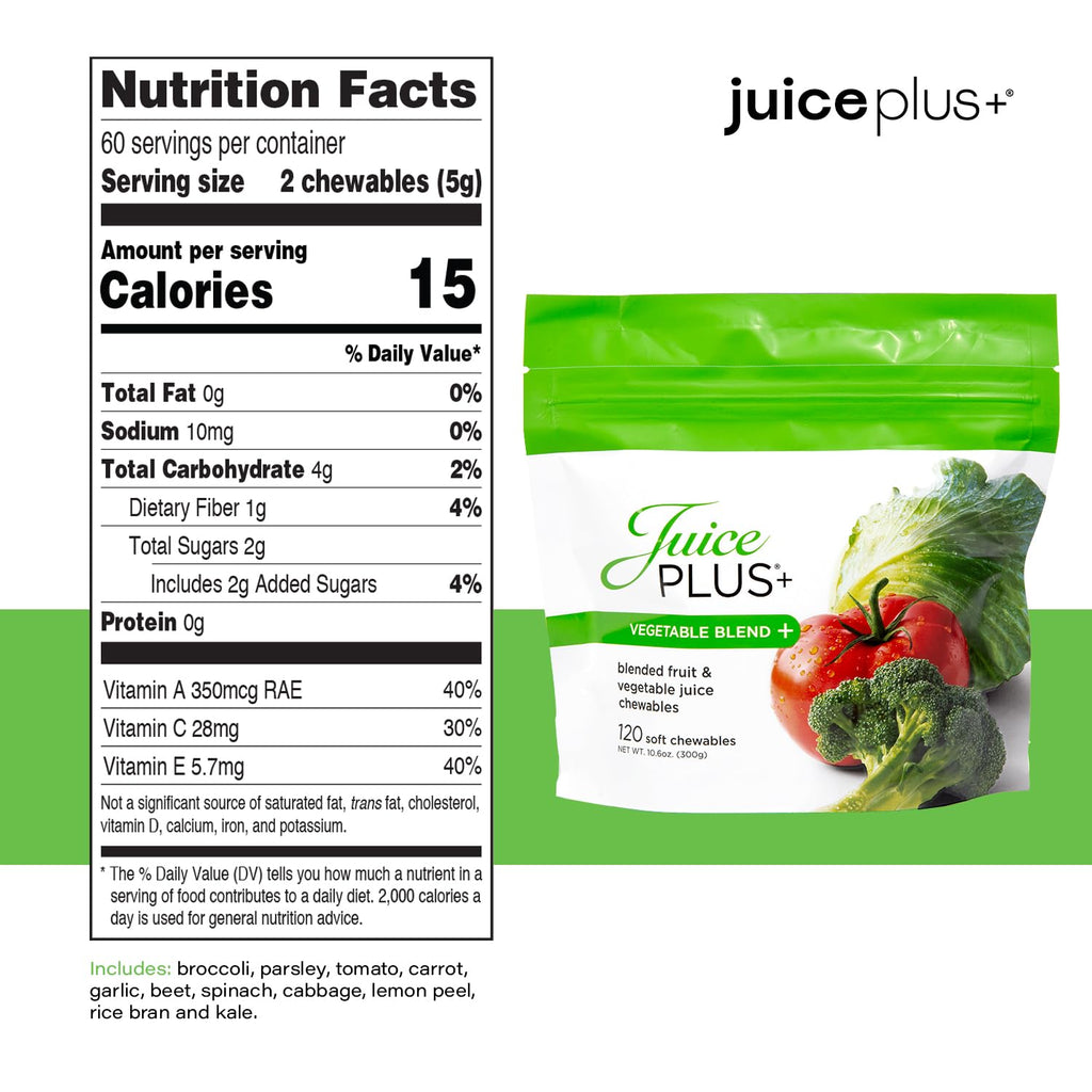 Juice Plus+ Fruit, Vegetable & Berry Blend Soft Chews – 3 Pouches (30 Chews Each) | Vegan, Gluten-Free, Non-GMO