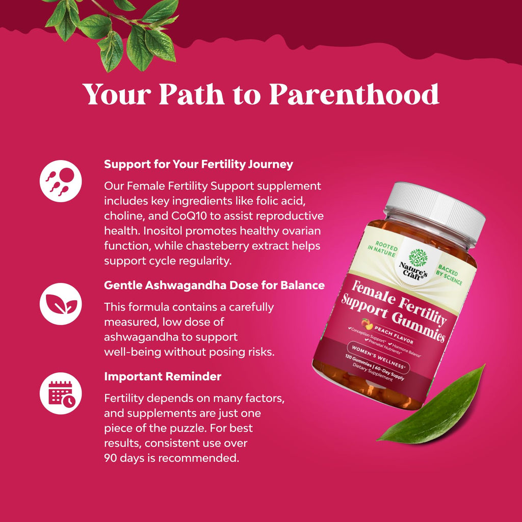 Fertility Gummies for Women Trying to Conceive - Vegan, Non-GMO & Gluten Free (Juicy Peach, 60 Servings)