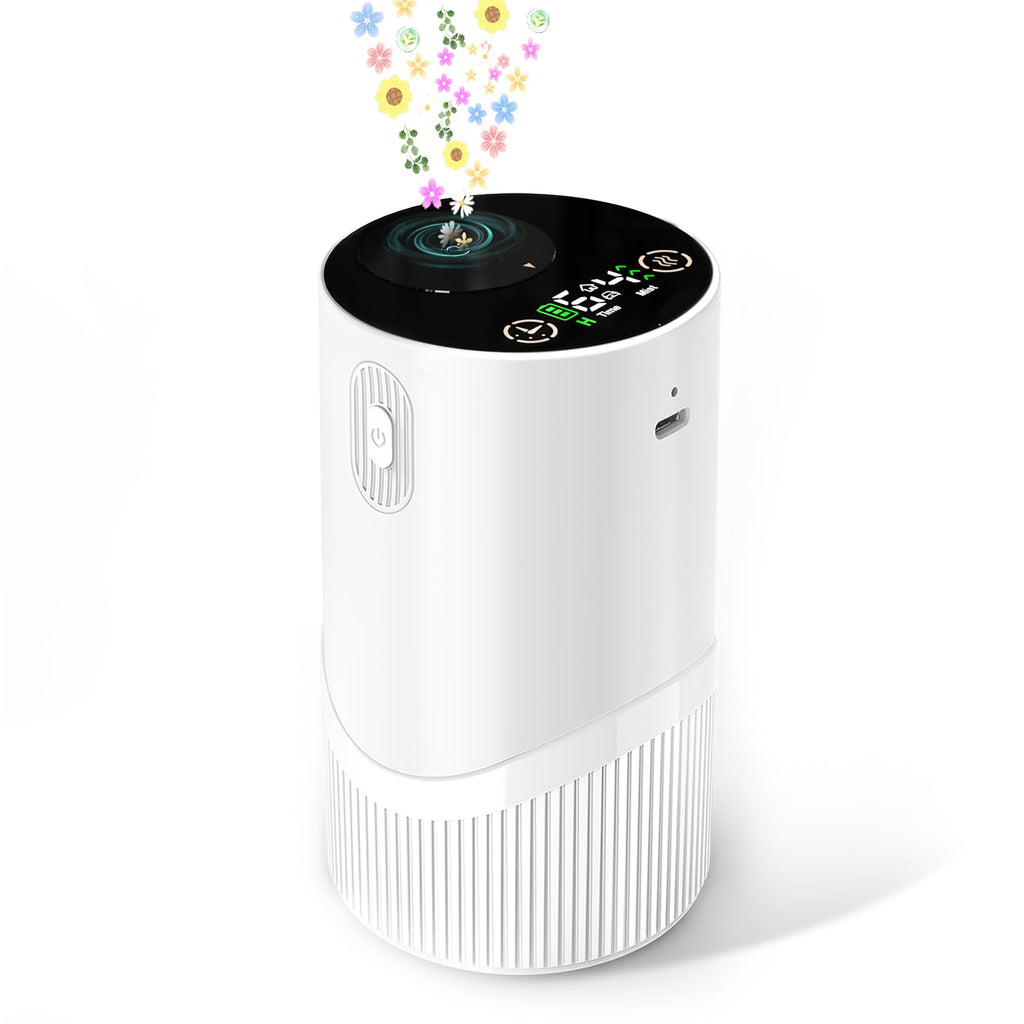 JUJSEN Waterless Diffuser — Battery-Powered Nebulizing Essential Oil Diffuser for Home & Car | 4 Mist Levels, 6H Timers, Auto-Off