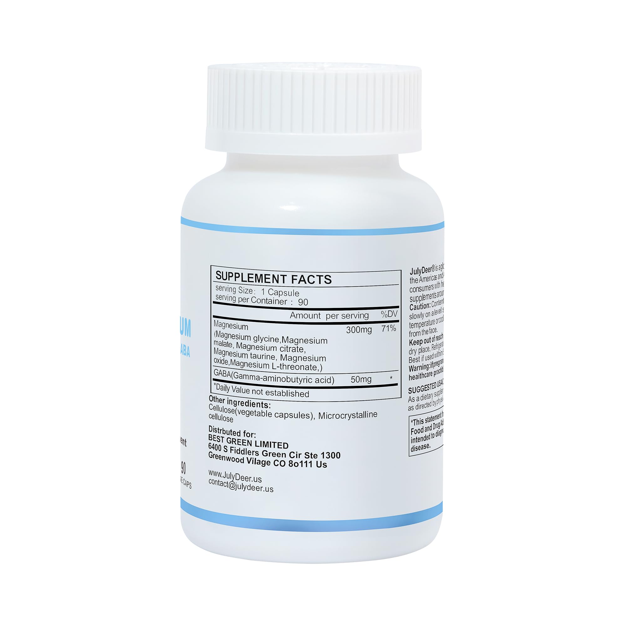 JulyDeer Sixfold Magnesium Complex – 350mg Magnesium Glycinate, Malate, Citrate, Taurine, Oxide, L-Threonate | 90 Vegan Capsules