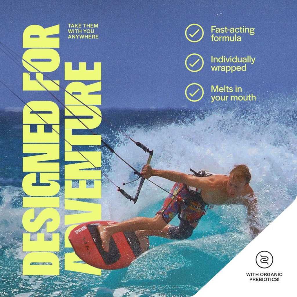 June Science Travel + Defense | Fast Melt Probiotic for Immune Health While Traveling - Tropical Flavor, 30 Sachets