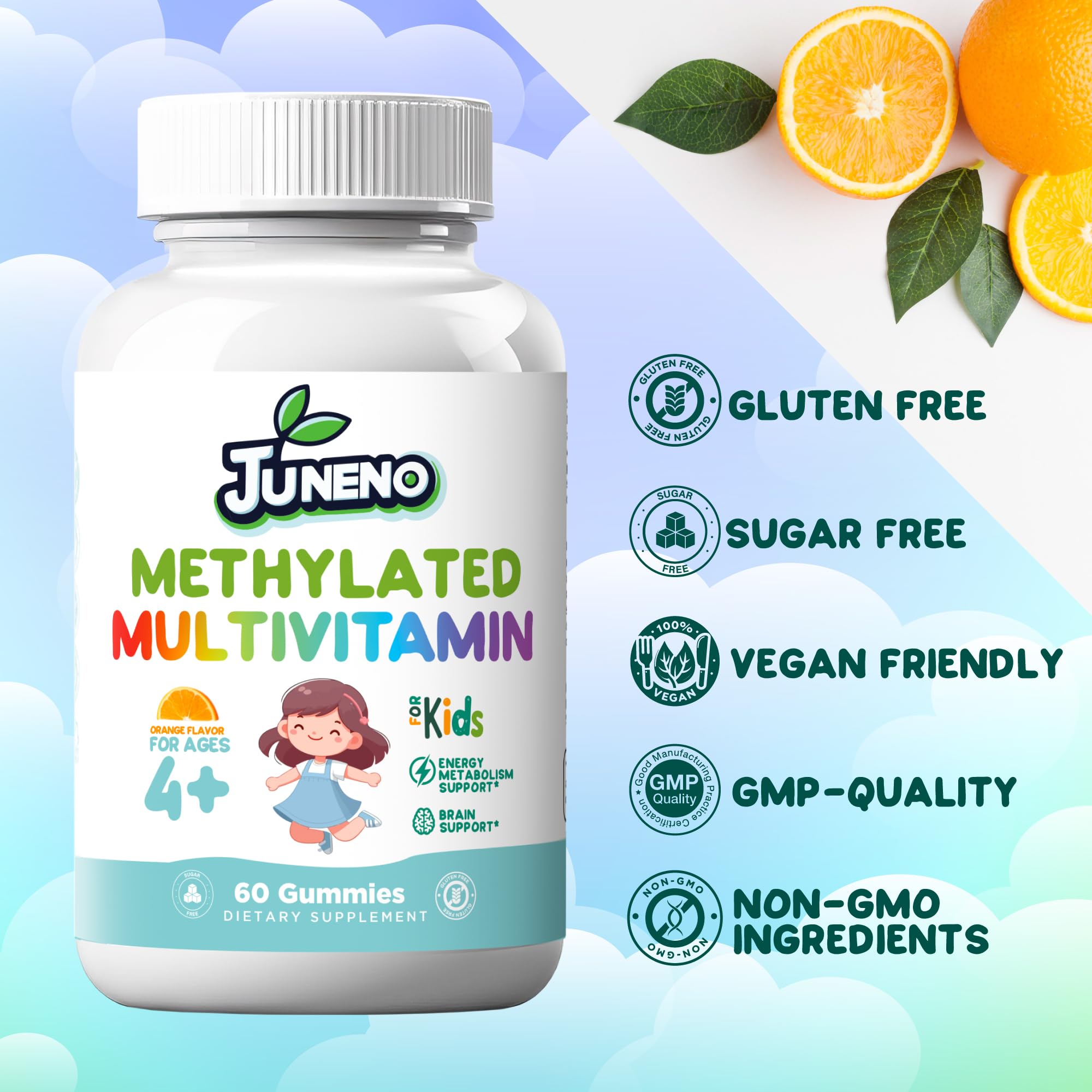 Juneno Methylated Multivitamin Gummies for Kids | MTHFR Support