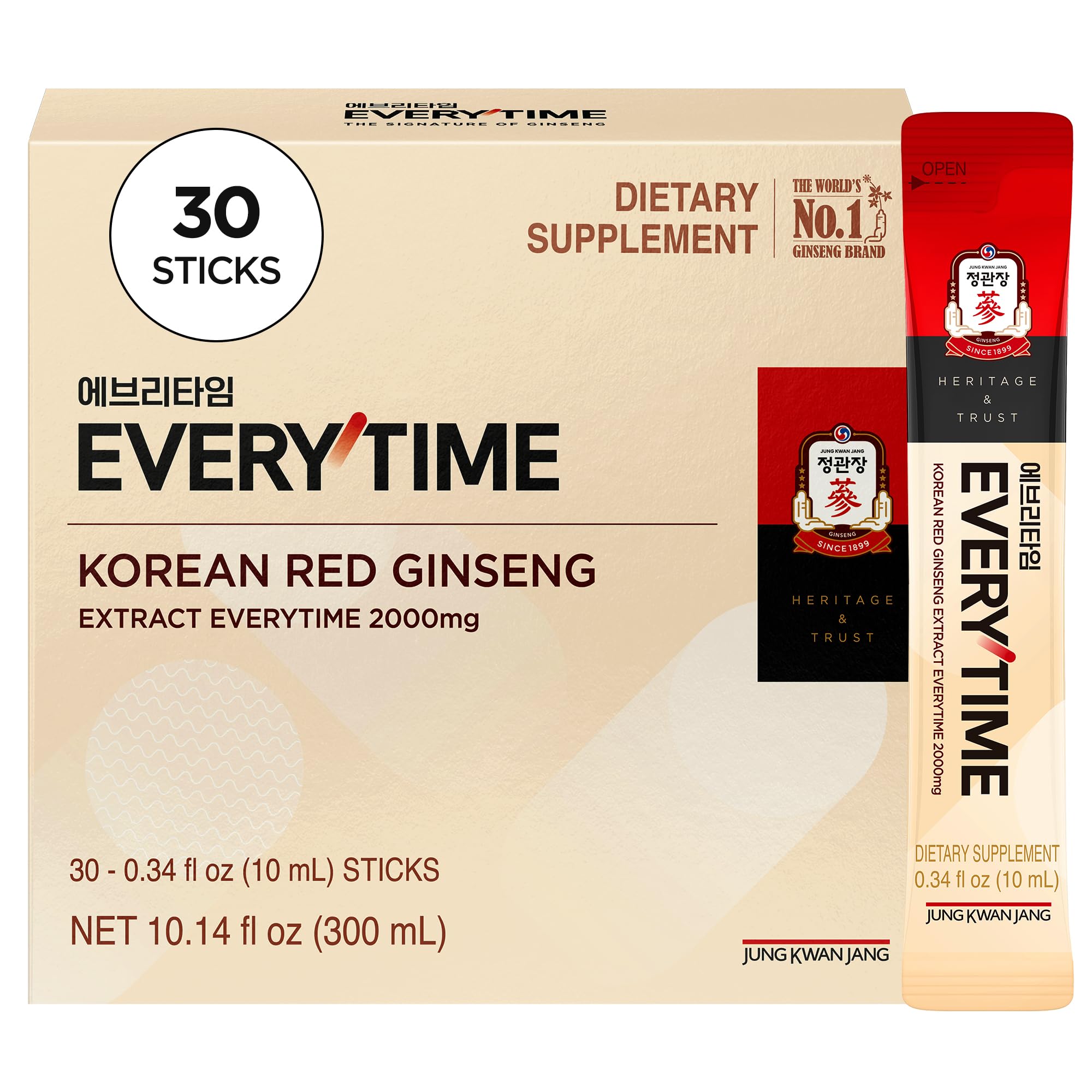 JUNG KWAN JANG Everytime Red Ginseng Stick 2000mg – Adaptogen Energy, Propolis, Caffeine Free