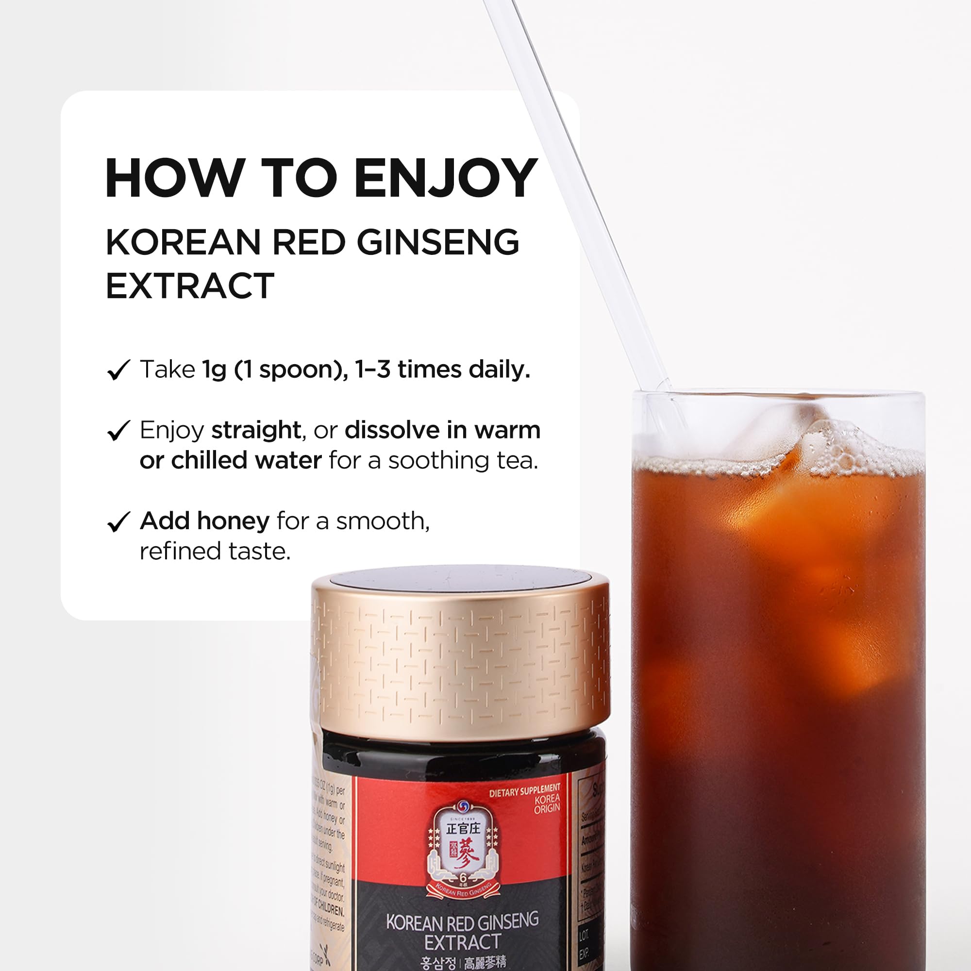 JUNG KWAN JANG Korean Red Panax Ginseng Concentrated Extract 50g | Immune Support & Focus