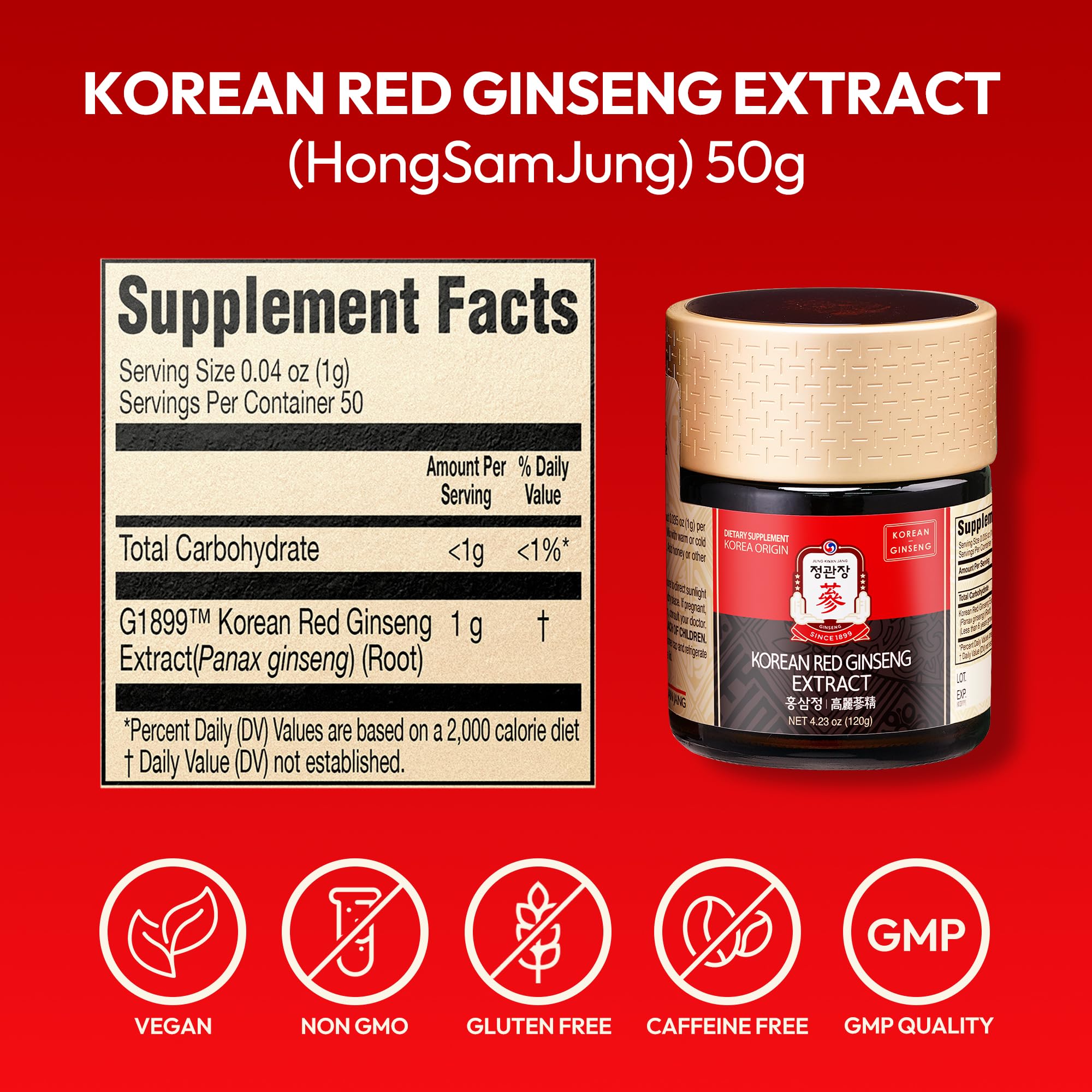 JUNG KWAN JANG US Korean Red Ginseng Extract Paste – Energy & Immune Support (120g)