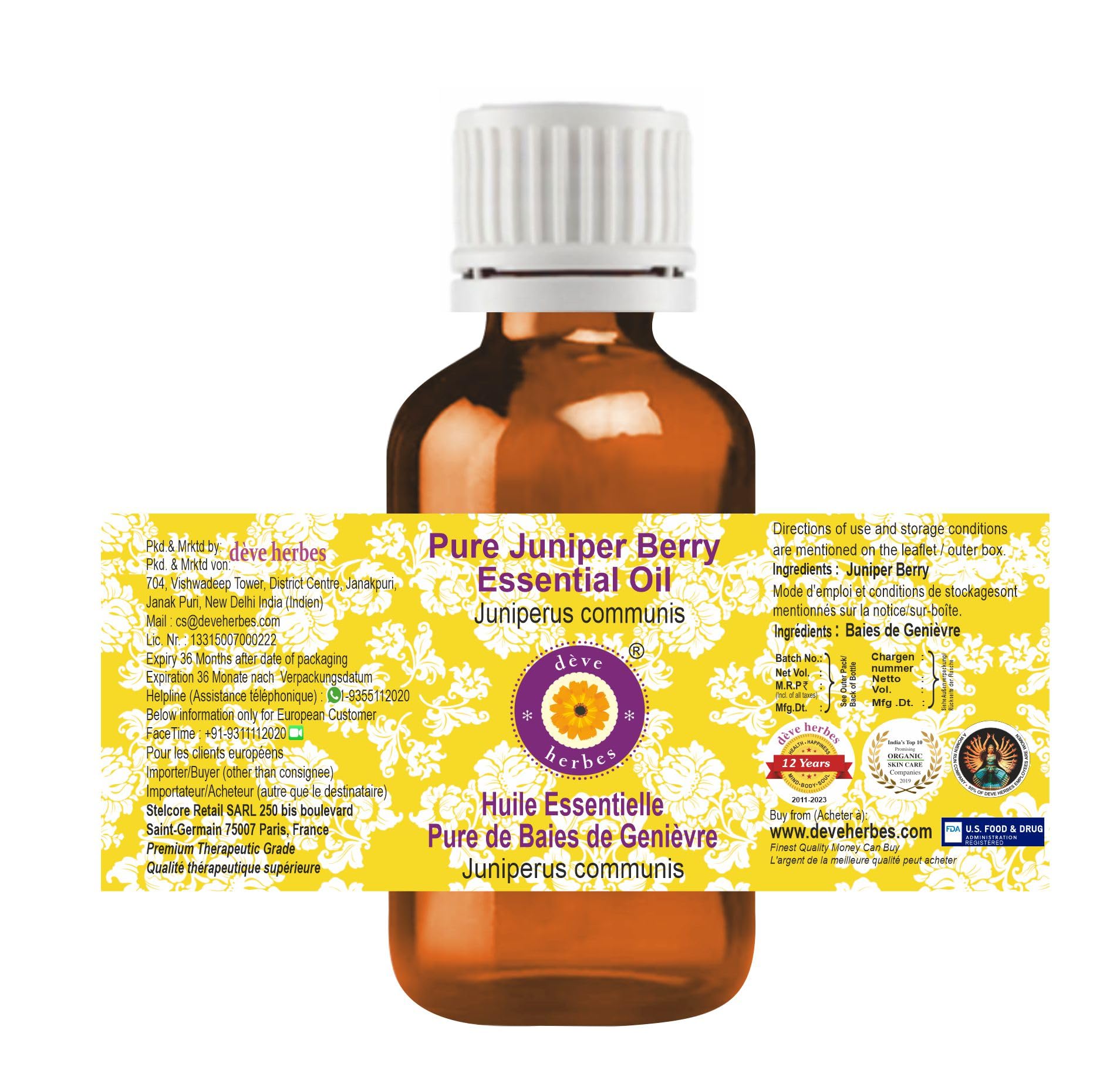 Juniper Berry Essential Oil 15ml – Pure, Steam Distilled | dève herbes