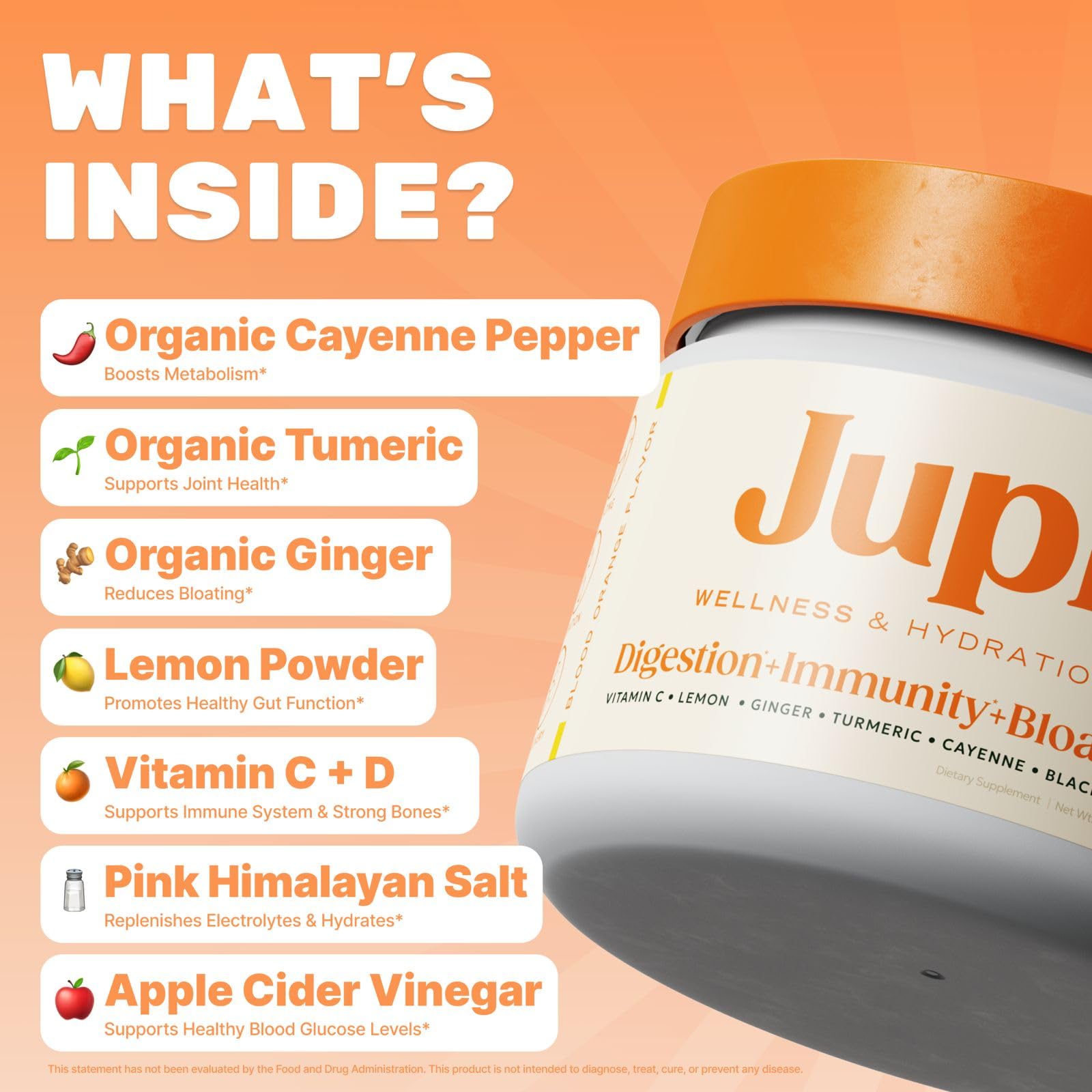 Jupi Hydration & Wellness Powder – Turmeric Ginger Shots, Vitamin C