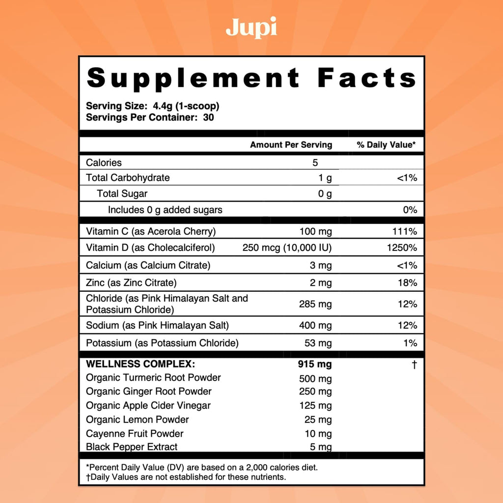 Jupi Hydration & Wellness Powder – Turmeric Ginger Shots, Vitamin C