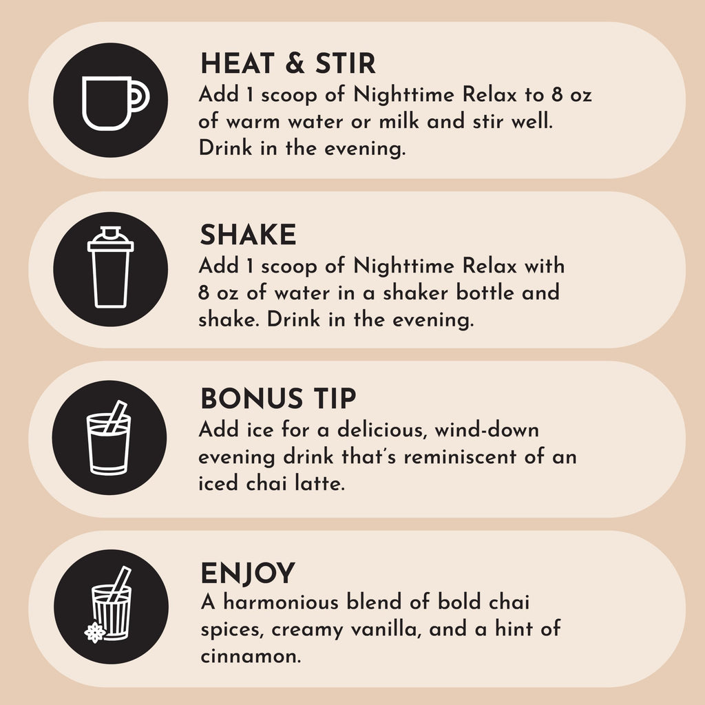 JUST INGREDIENTS Chai Nighttime Relax Drink Mix – 30 Servings | No Sugar Added | Magnesium, L-Theanine, Chamomile & Tart Cherry