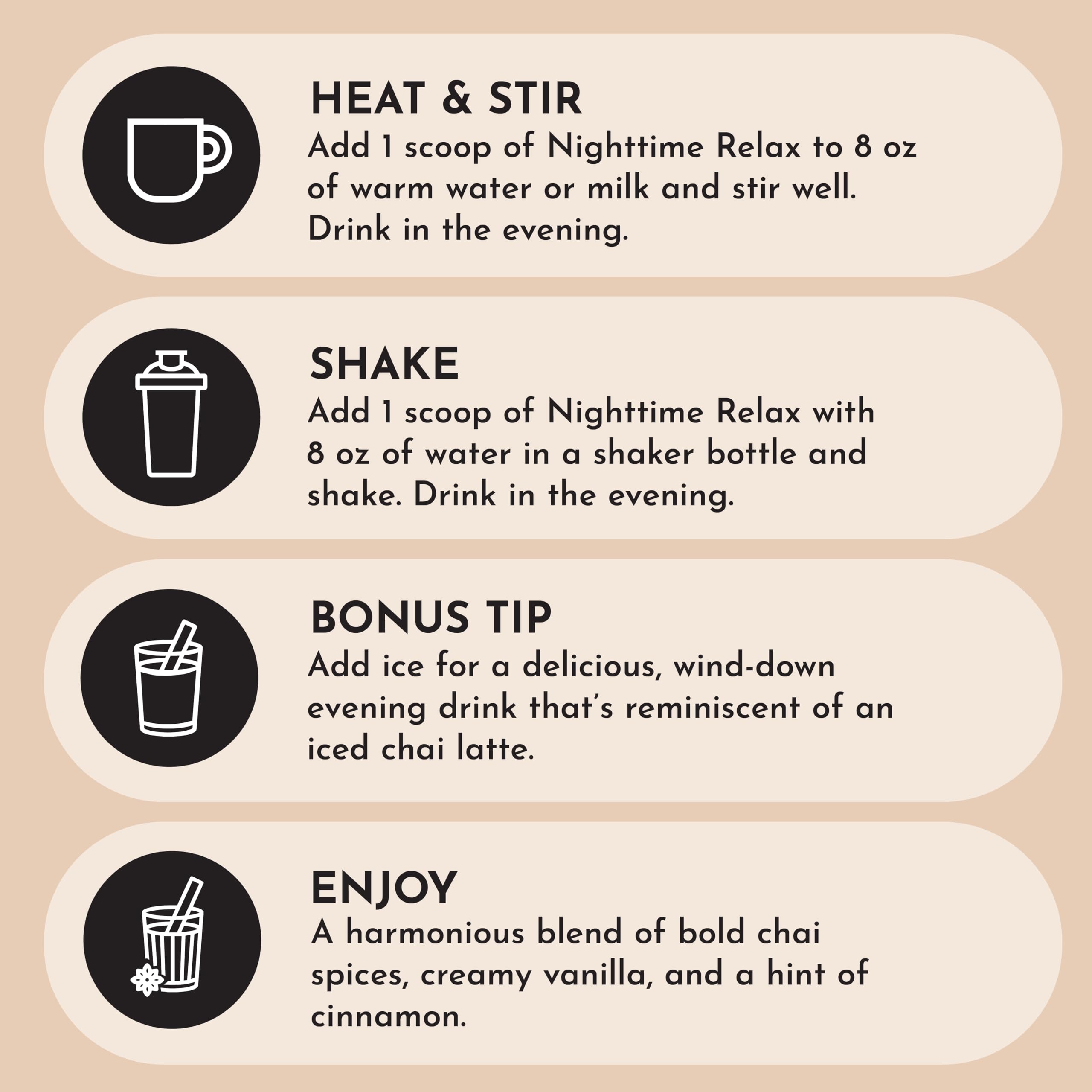JUST INGREDIENTS Chai Nighttime Relax Drink Mix – 30 Servings | No Sugar Added | Magnesium, L-Theanine, Chamomile & Tart Cherry