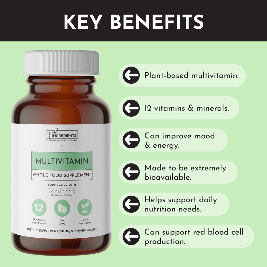 JUST INGREDIENTS Multivitamin – Plant-Based, Vegetarian – 60 Capsules