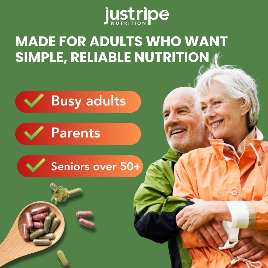 Just Ripe Nutrition Fruits & Veggies Supplement - 2 Pack (90 Fruit + 90 Vegetable Capsules) | Whole Food Superfood