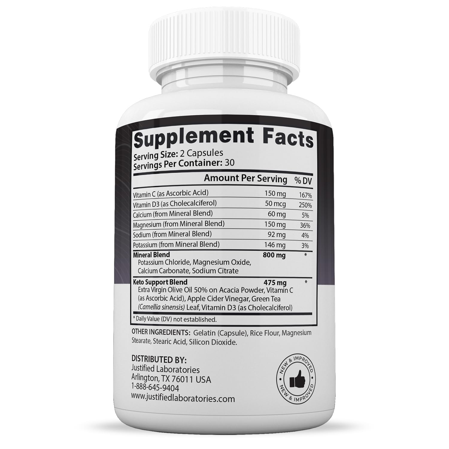 Justified Laboratories Advanced Keto 1500 – 2 Pack, 120 Veggie Capsules (1275mg)