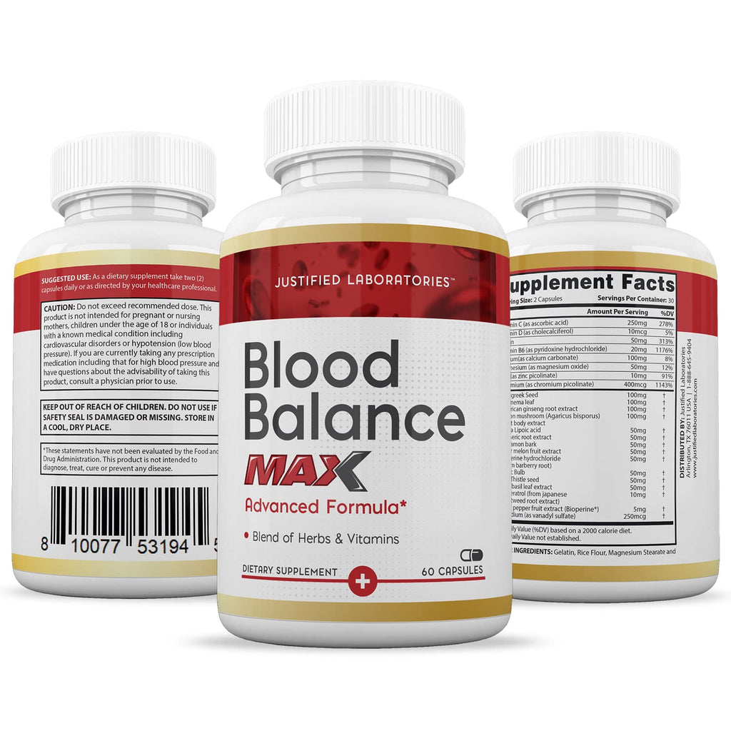 Justified Laboratories Blood Balance Max 1295MG 3-Pack - 180 Capsules