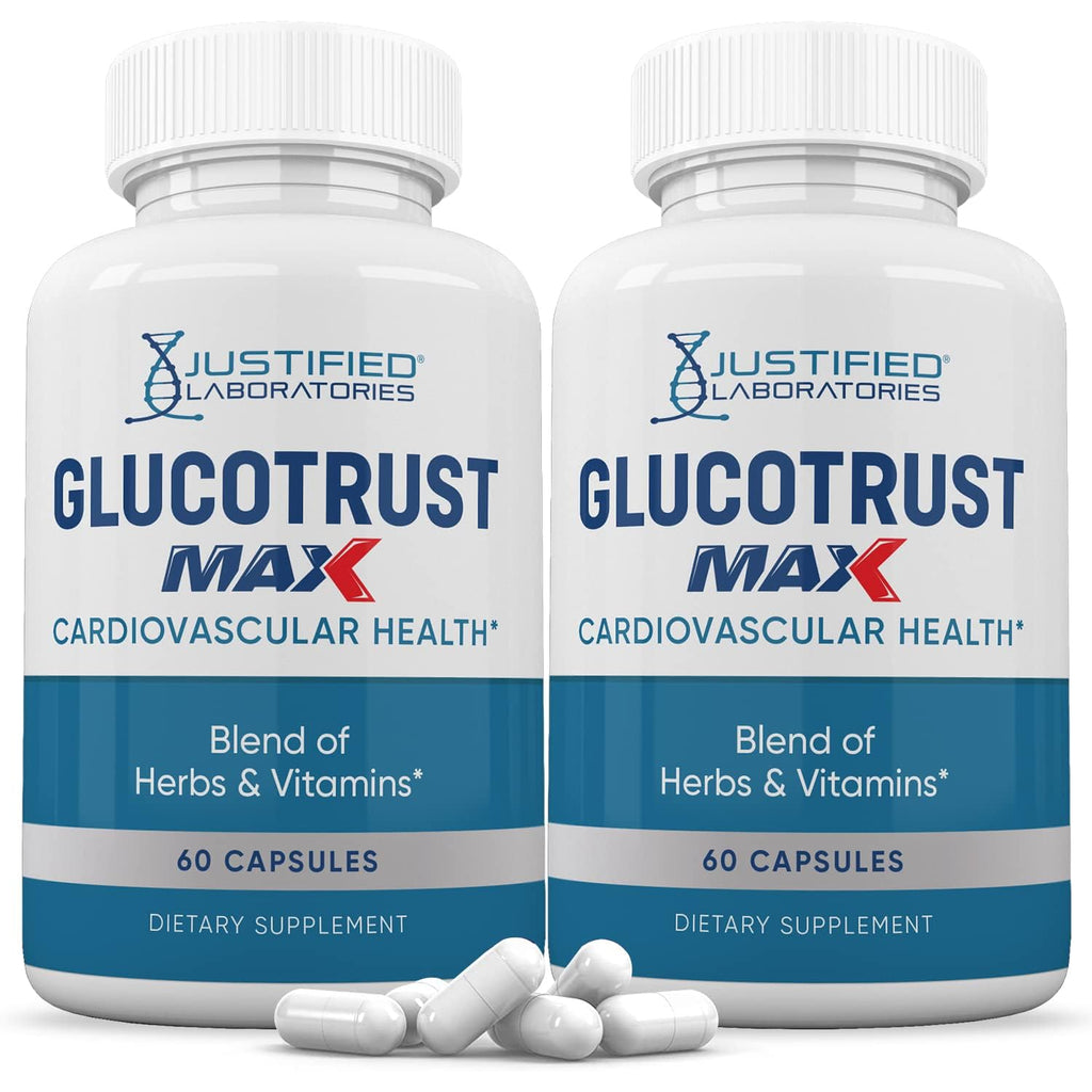 Justified Laboratories 2 Pack Glucotrust Max 1295MG Formula - 120 Capsules | Dietary Supplement
