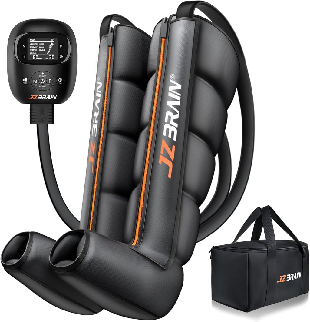 JZBRAIN Air Compression Leg Recovery Boots – Dual-Power, 6 Modes, 14 Zones (Small)