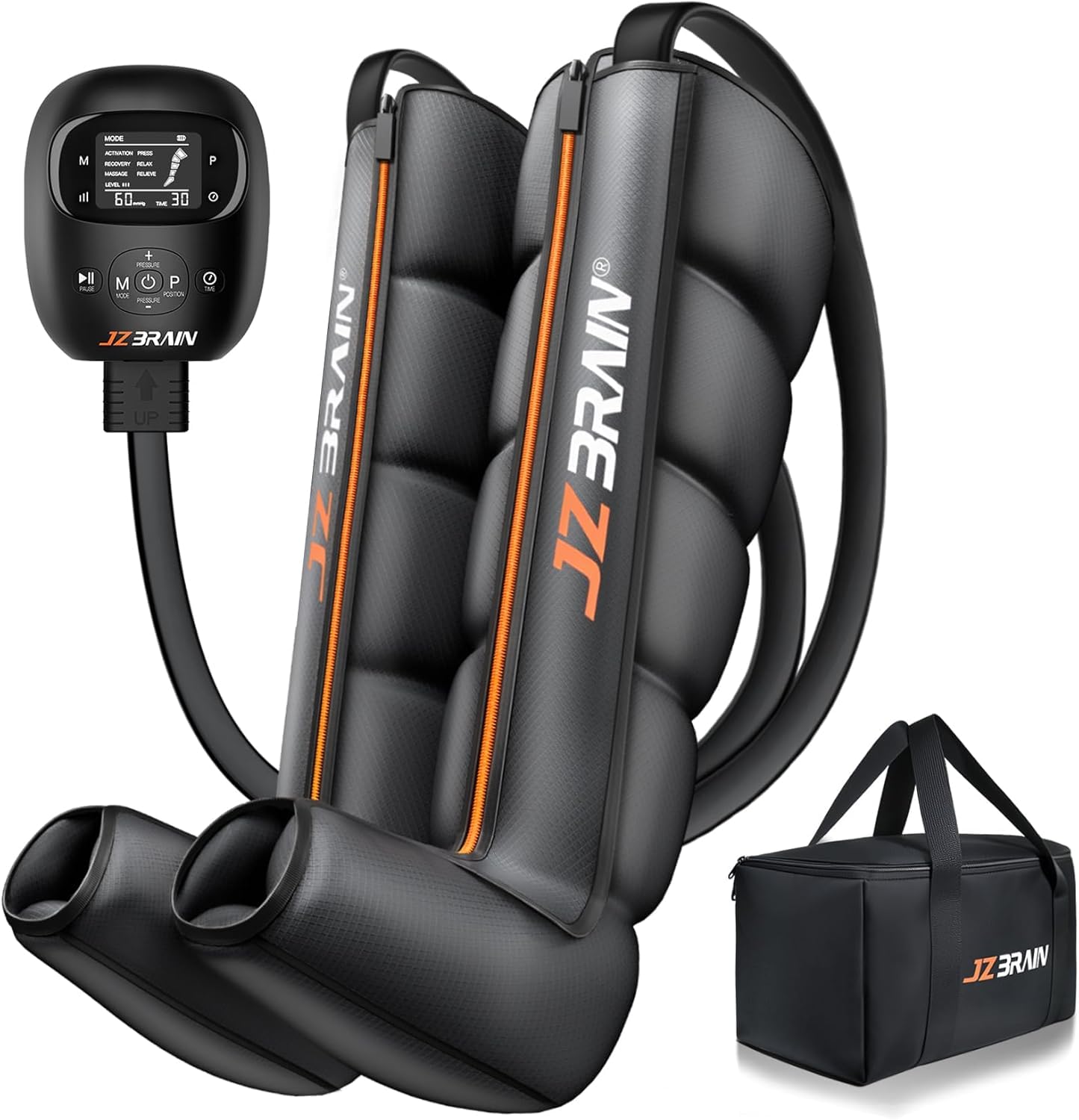 JZBRAIN Air Compression Leg Recovery Boots – Dual-Power, 6 Modes, 14 Zones (Small)