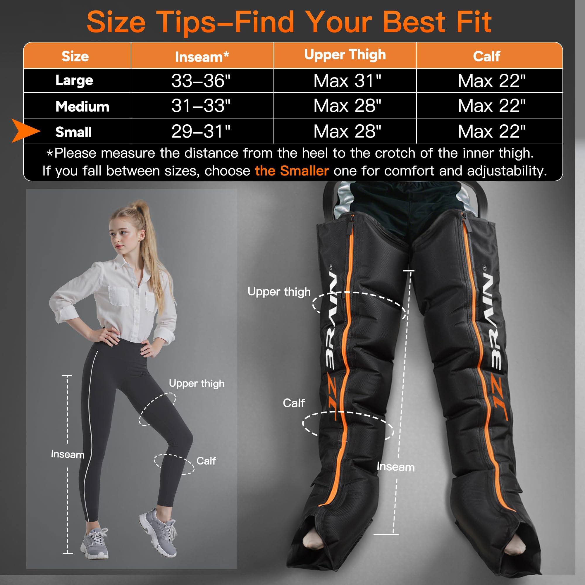 JZBRAIN Air Compression Leg Recovery Boots – Dual-Power, 6 Modes, 14 Zones (Small)