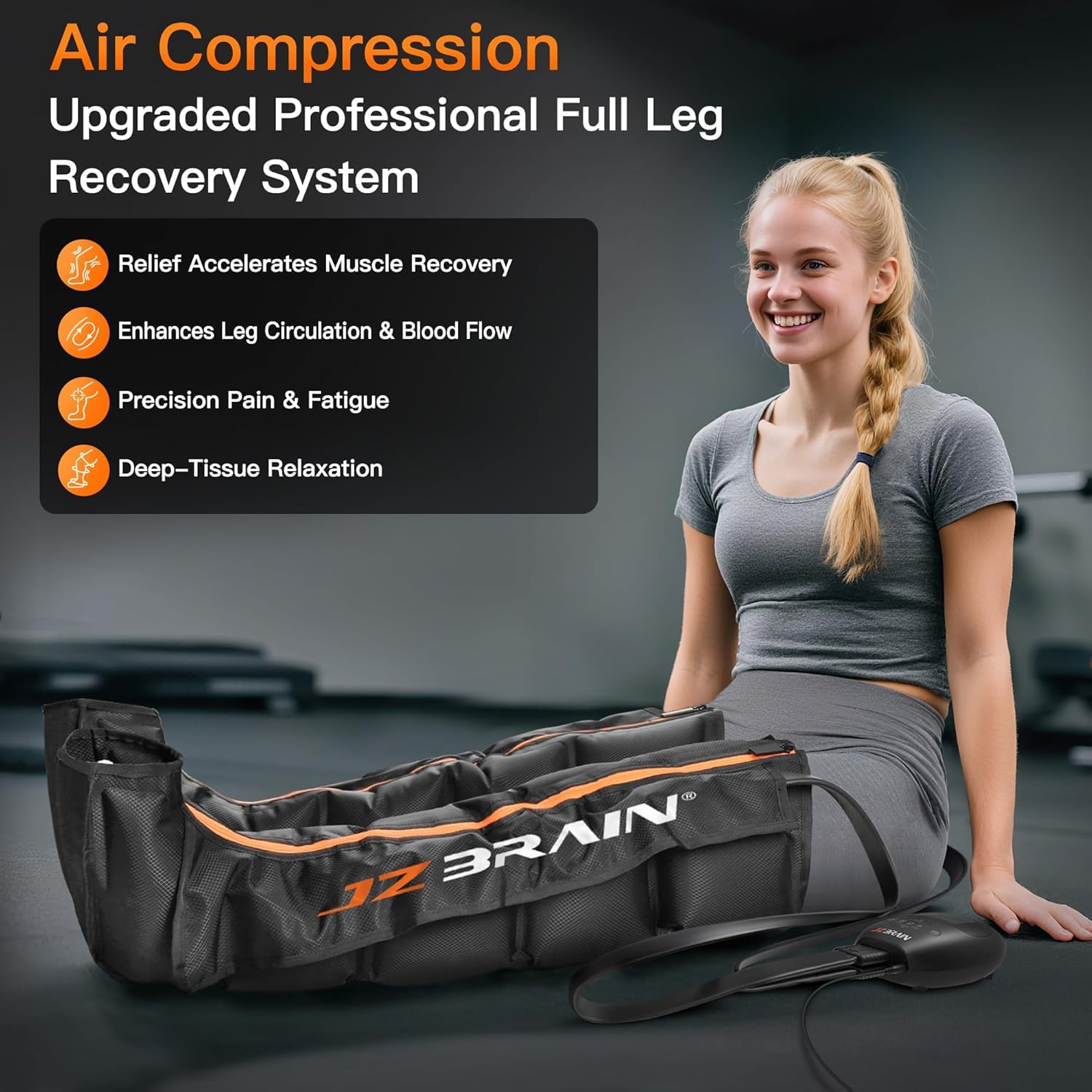 JZBRAIN Air Compression Leg Recovery Boots – Dual-Power, 6 Modes, 14 Zones (Small)