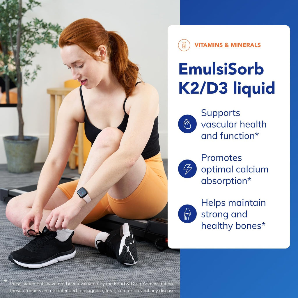 Pure Encapsulations EmulsiSorb K2/D3 Liquid - Enhanced-Absorption Vitamin K2 & D3 for Vascular Health | 0.7 Fl Oz