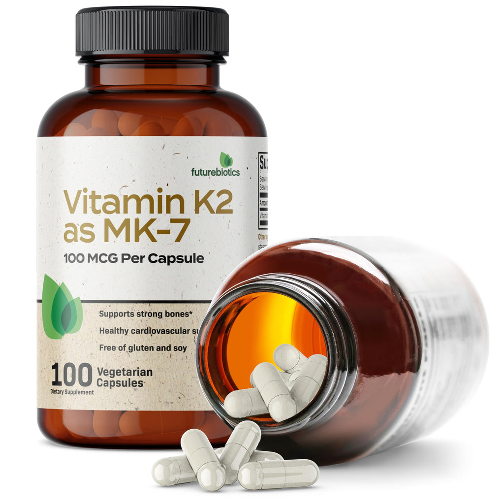 Futurebiotics Vitamin K2 MK-7 100 mcg – Supports Strong Bones, Non-GMO, 100 Veg Capsules