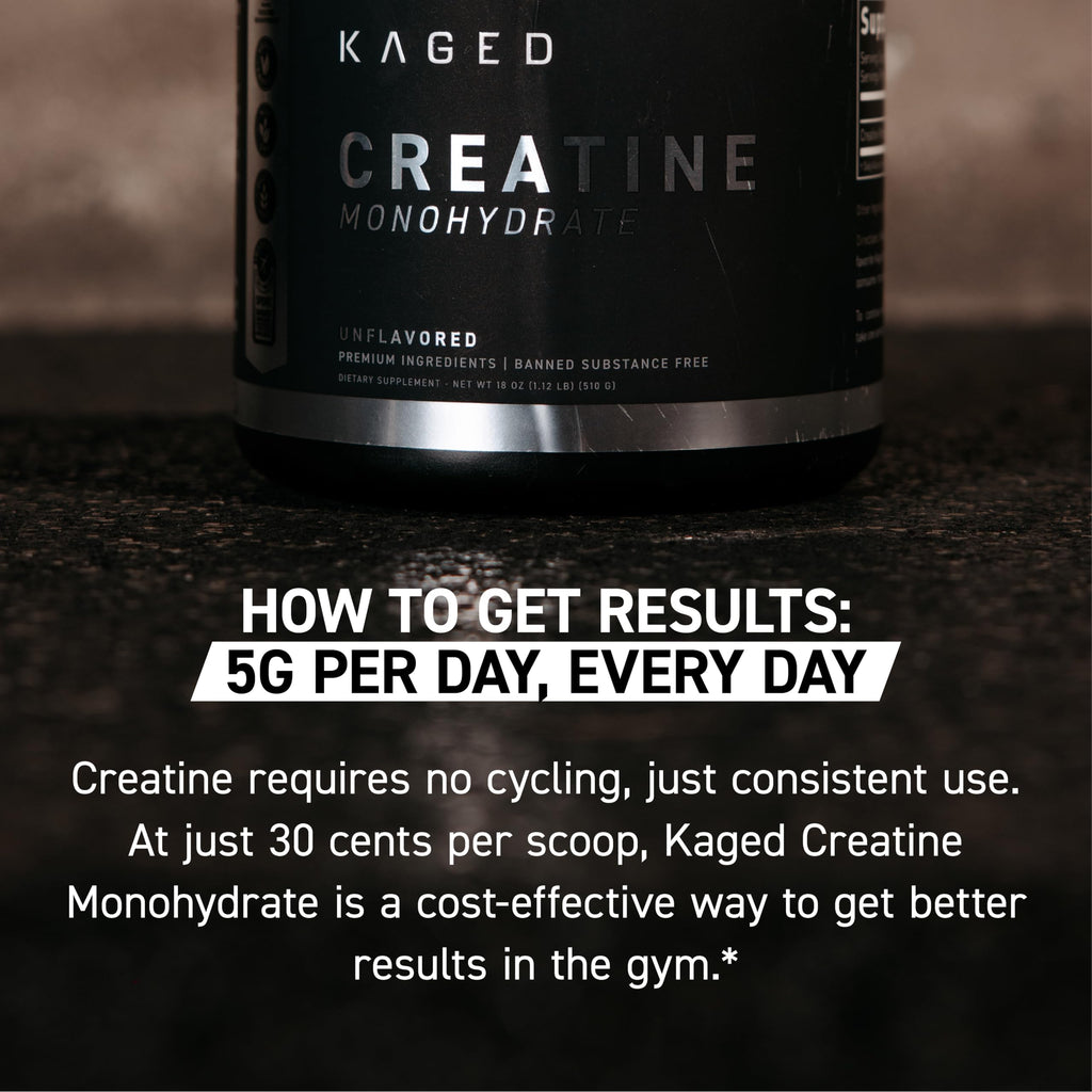 Kaged Creatine Monohydrate Micronized Powder Unflavored – 100 Servings | 5,000 mg per Serving