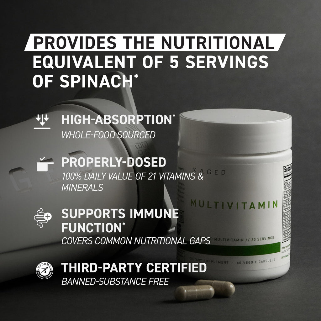Kaged Multivitamin Capsules – Plant-Based, Organic Fruits & Veggies | 30 Servings