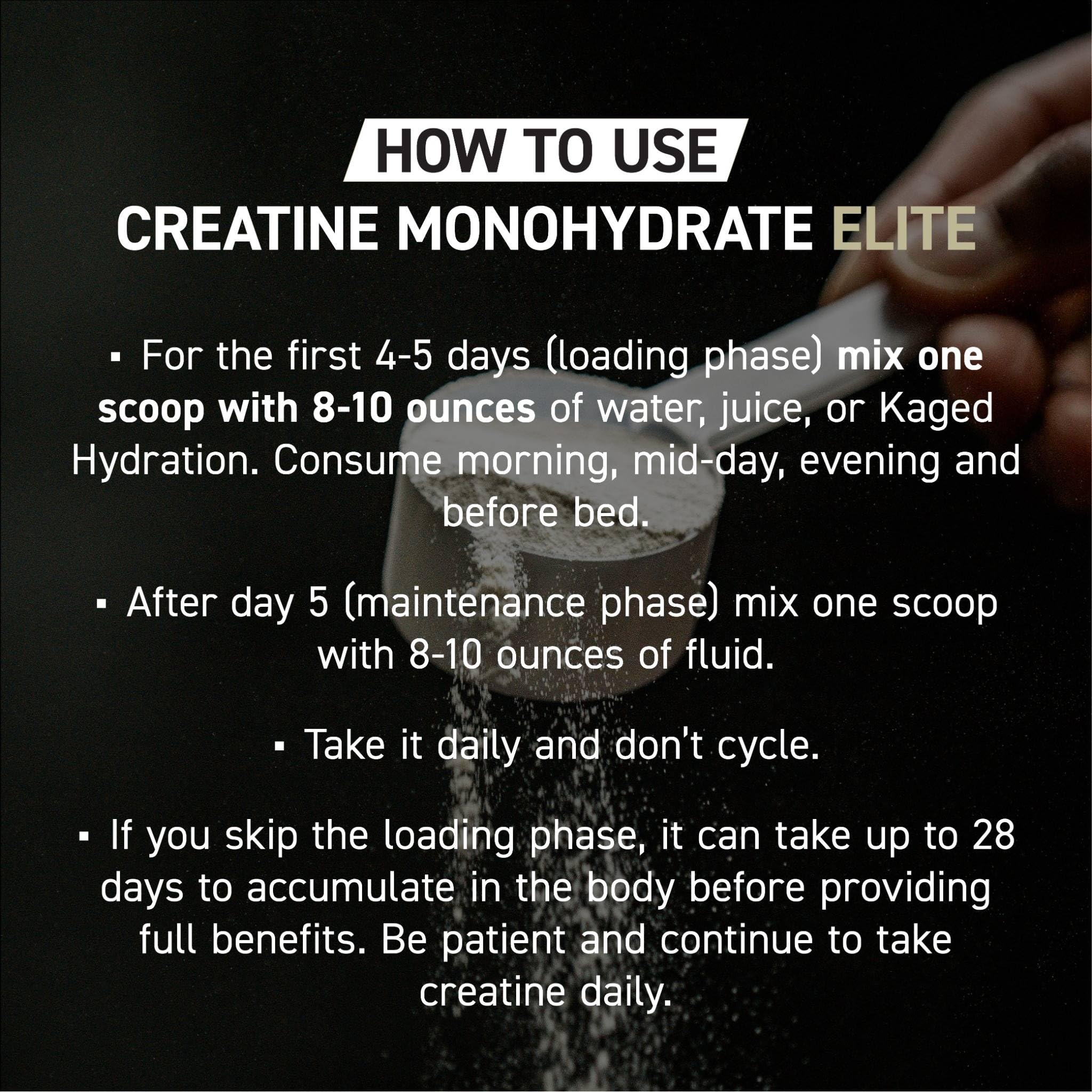 Kaged Creatine Monohydrate Elite Powder - Unflavored | MAXCatalyst for Absorption | 60 Servings
