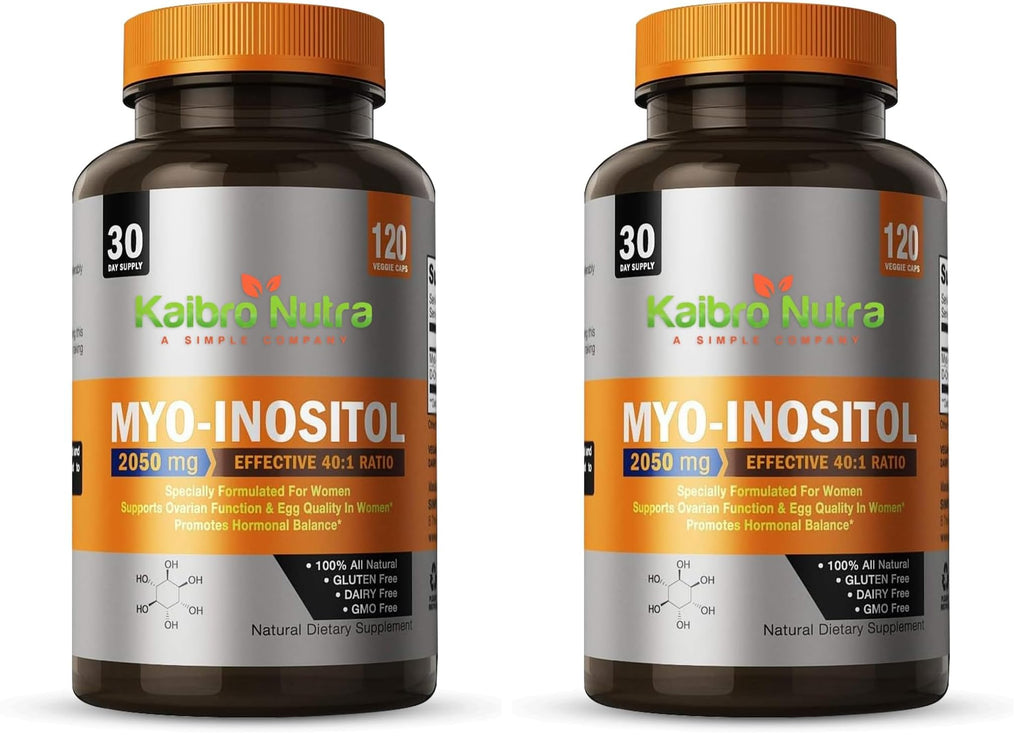 Kaibro Nutra Myo-Inositol 40:1 – Hormone Balance & Ovarian Support (120 Caps x 2, Vegan, Non-GMO)