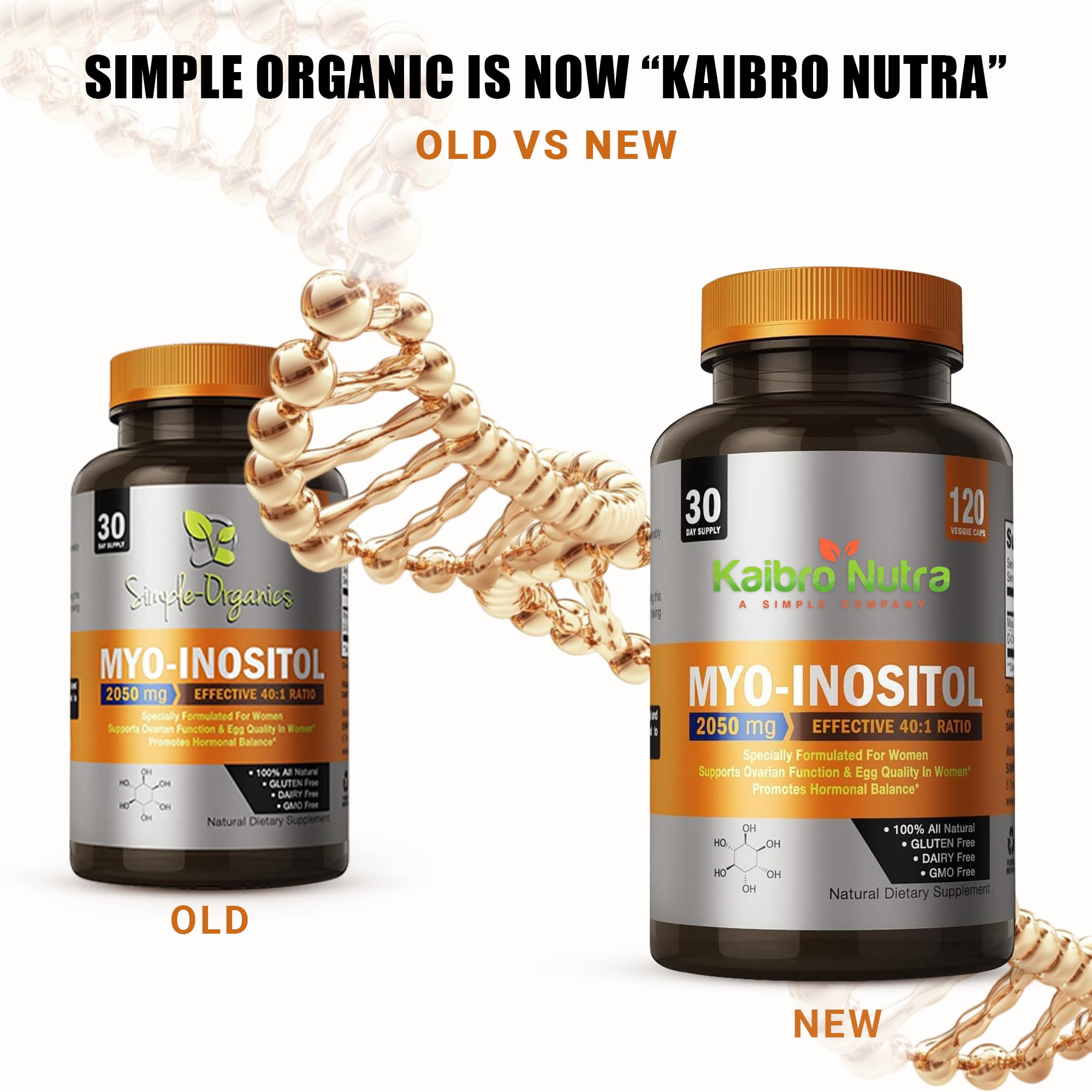 Kaibro Nutra Myo-Inositol 40:1 – Hormone Balance & Ovarian Support (120 Caps x 2, Vegan, Non-GMO)