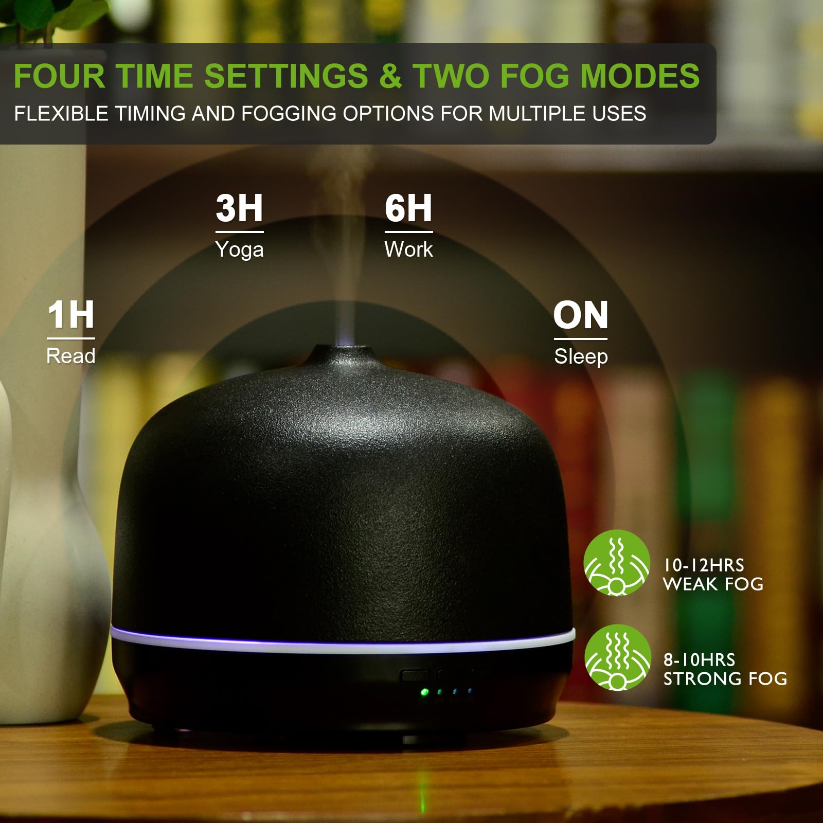 Kakoda Ceramic Essential Oil Diffuser – 500ml, Timed, Auto Shut-Off, Black